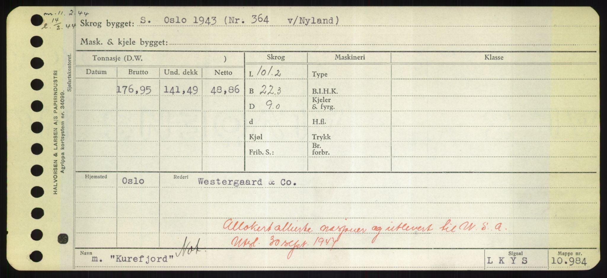 Sjøfartsdirektoratet med forløpere, Skipsmålingen, AV/RA-S-1627/H/Hd/L0021: Fartøy, Kor-Kår, p. 261