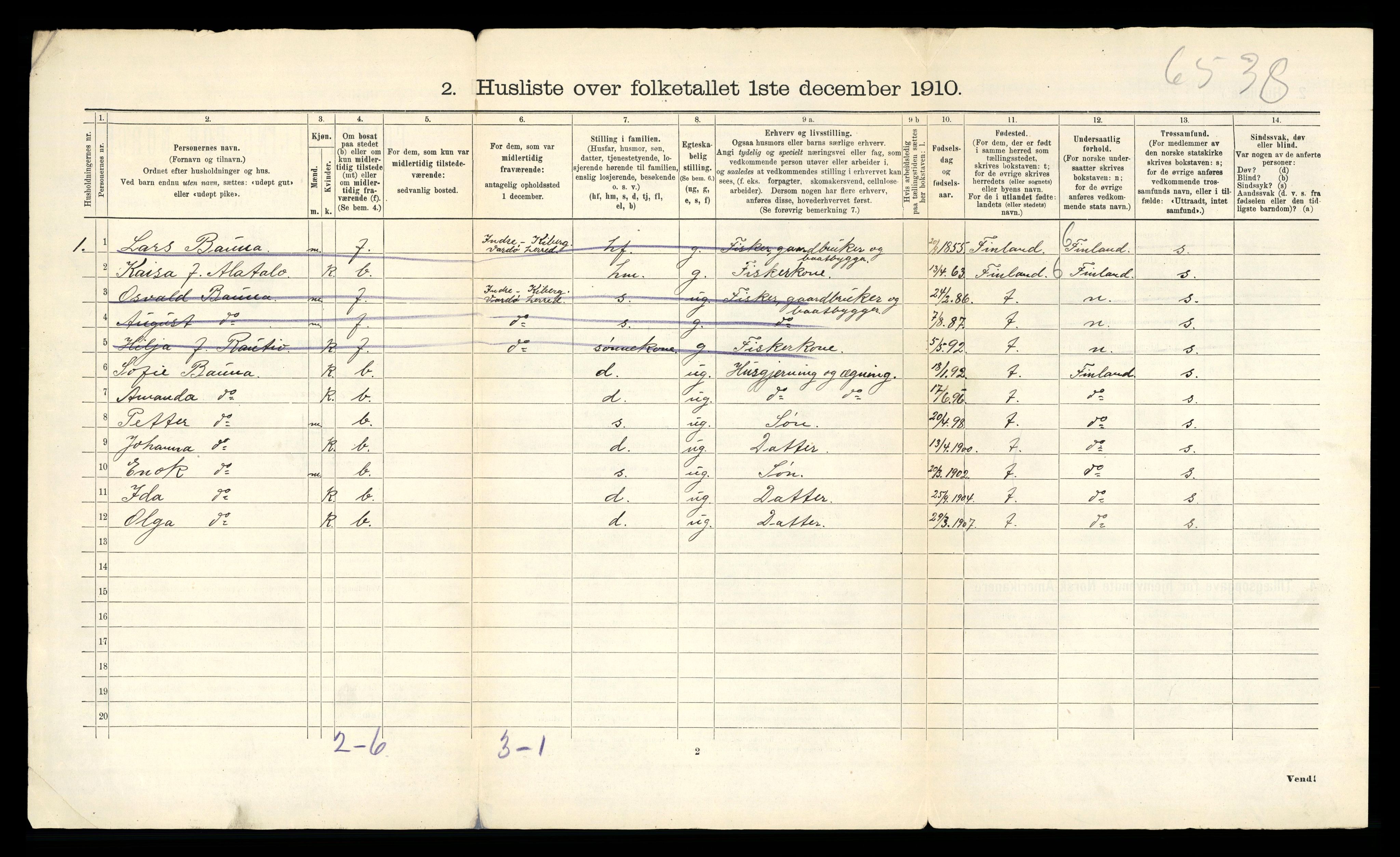 RA, 1910 census for Nord-Varanger, 1910, p. 26