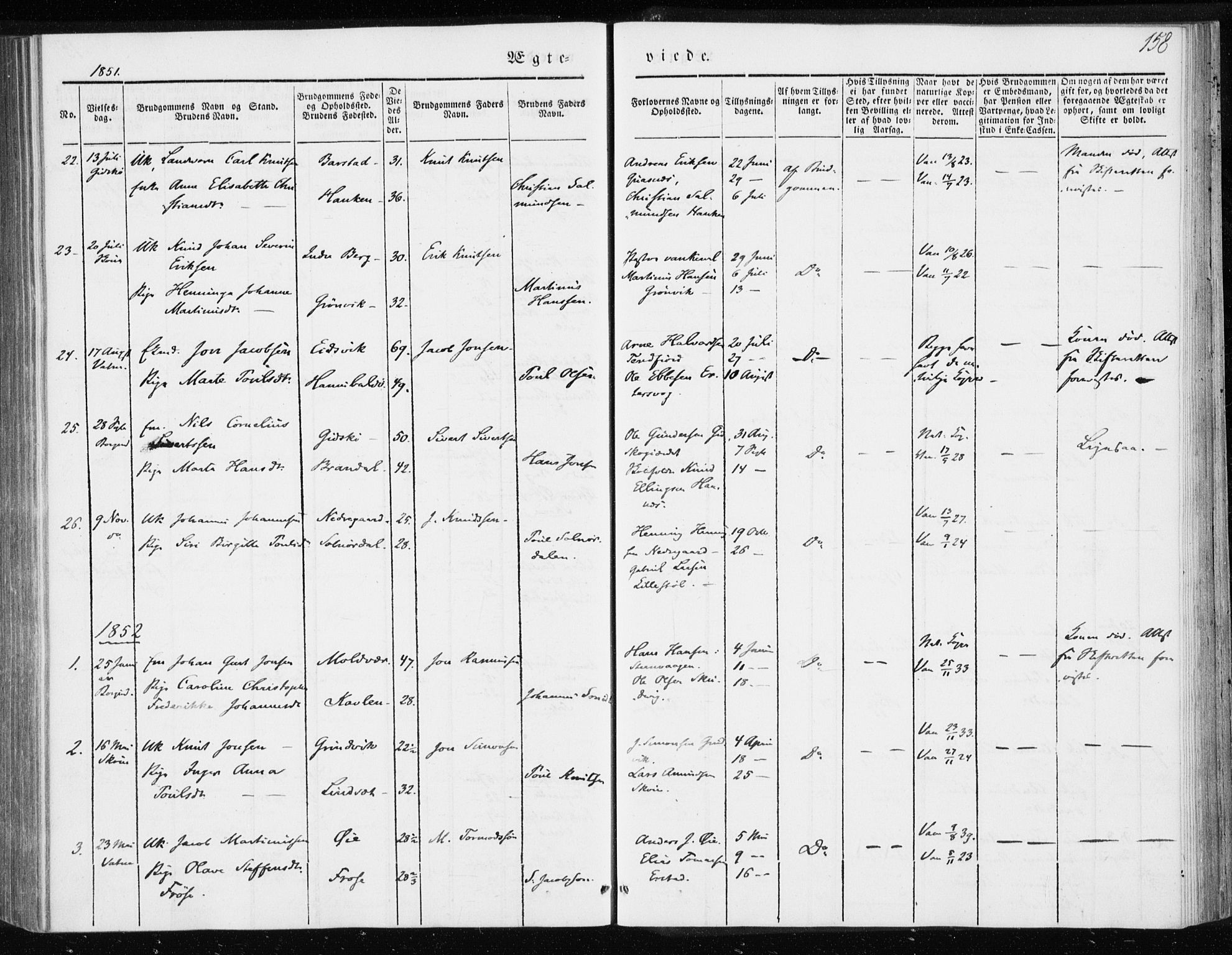 Ministerialprotokoller, klokkerbøker og fødselsregistre - Møre og Romsdal, AV/SAT-A-1454/528/L0415: Curate's parish register no. 528B03, 1843-1852, p. 158