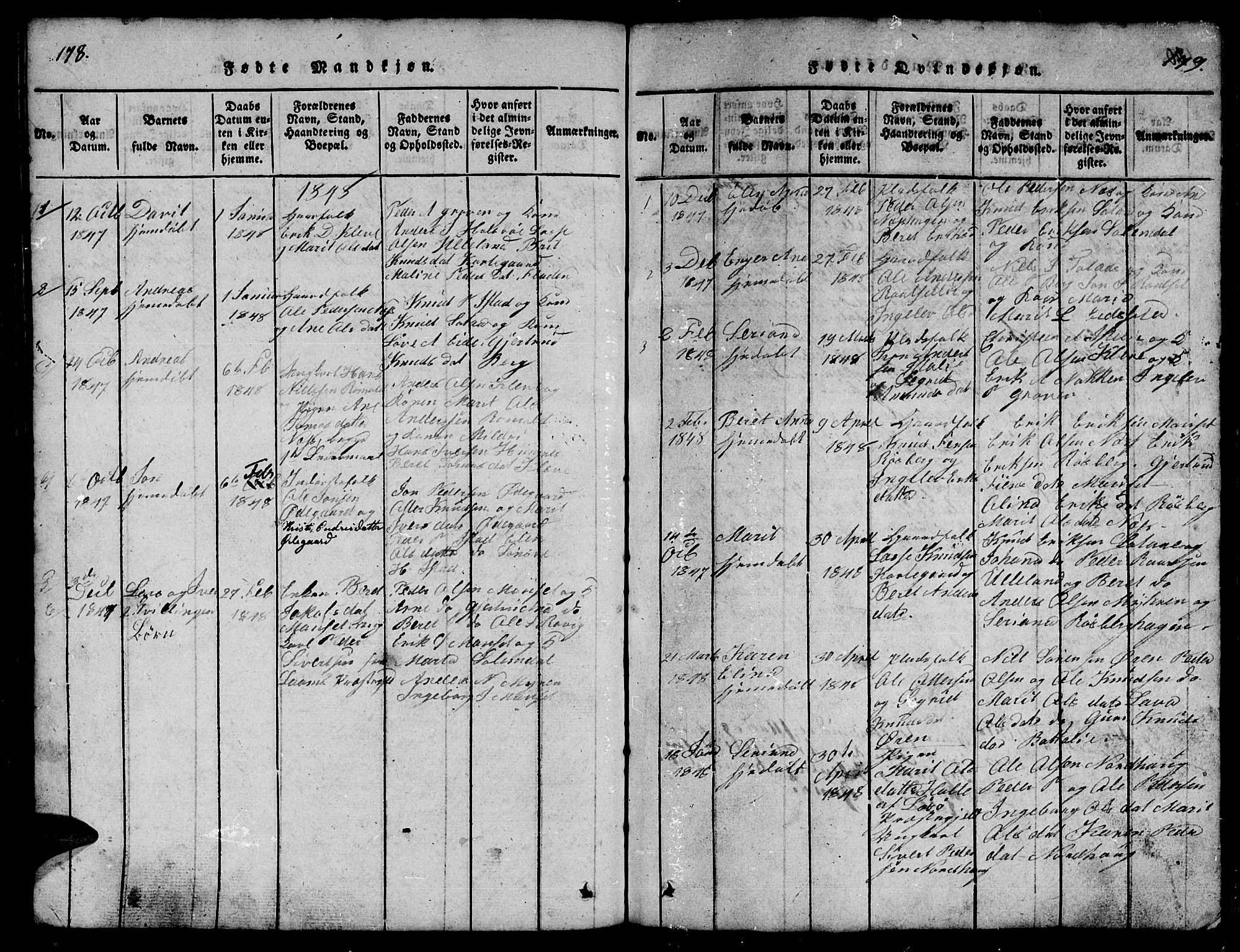 Ministerialprotokoller, klokkerbøker og fødselsregistre - Møre og Romsdal, SAT/A-1454/557/L0683: Parish register (copy) no. 557C01, 1818-1862, p. 178-179