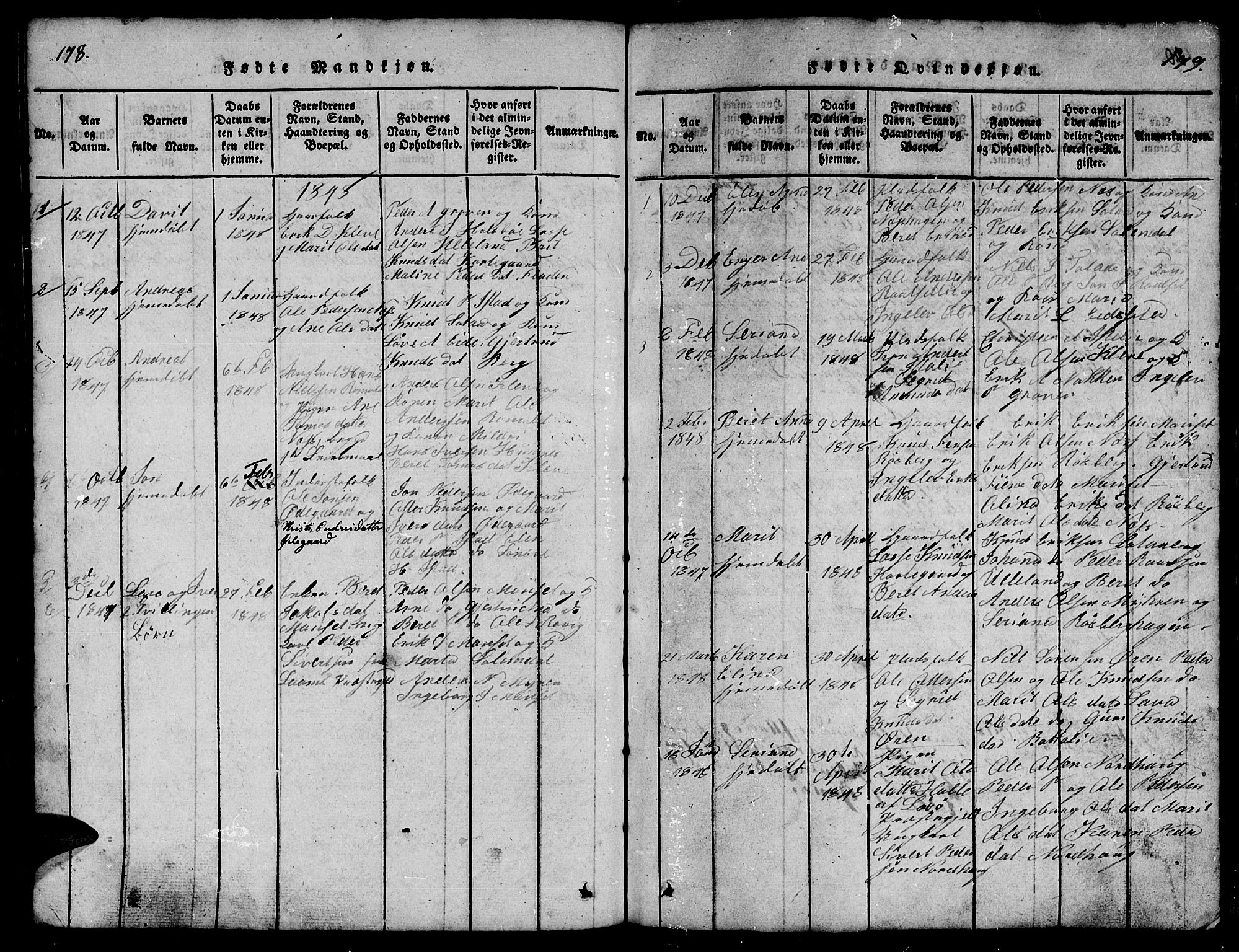 Ministerialprotokoller, klokkerbøker og fødselsregistre - Møre og Romsdal, AV/SAT-A-1454/557/L0683: Parish register (copy) no. 557C01, 1818-1862, p. 178-179