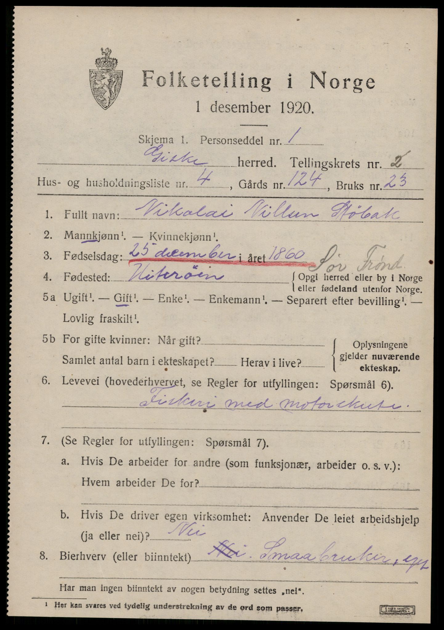 SAT, 1920 census for Giske, 1920, p. 912