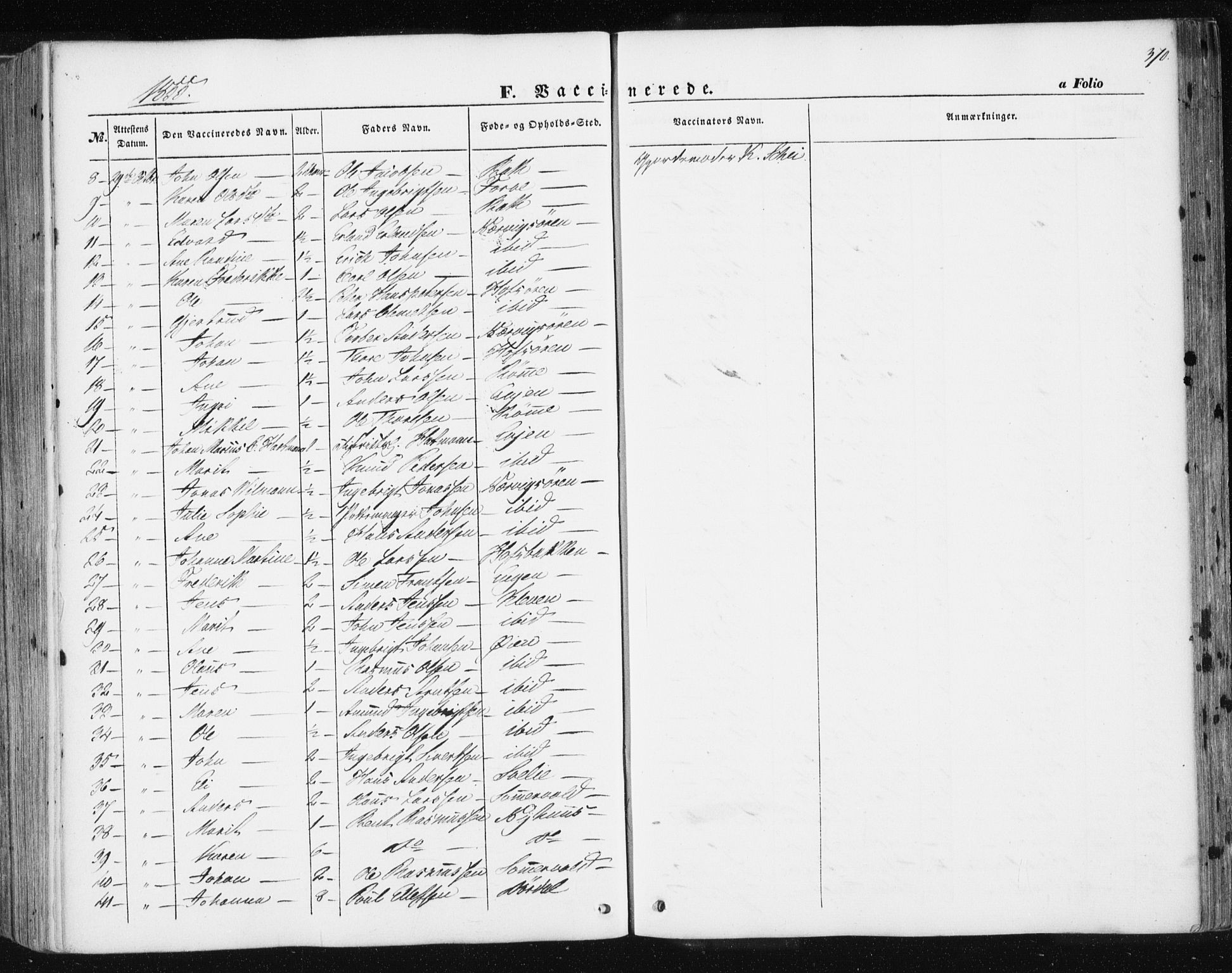 Ministerialprotokoller, klokkerbøker og fødselsregistre - Sør-Trøndelag, SAT/A-1456/668/L0806: Parish register (official) no. 668A06, 1854-1869, p. 370