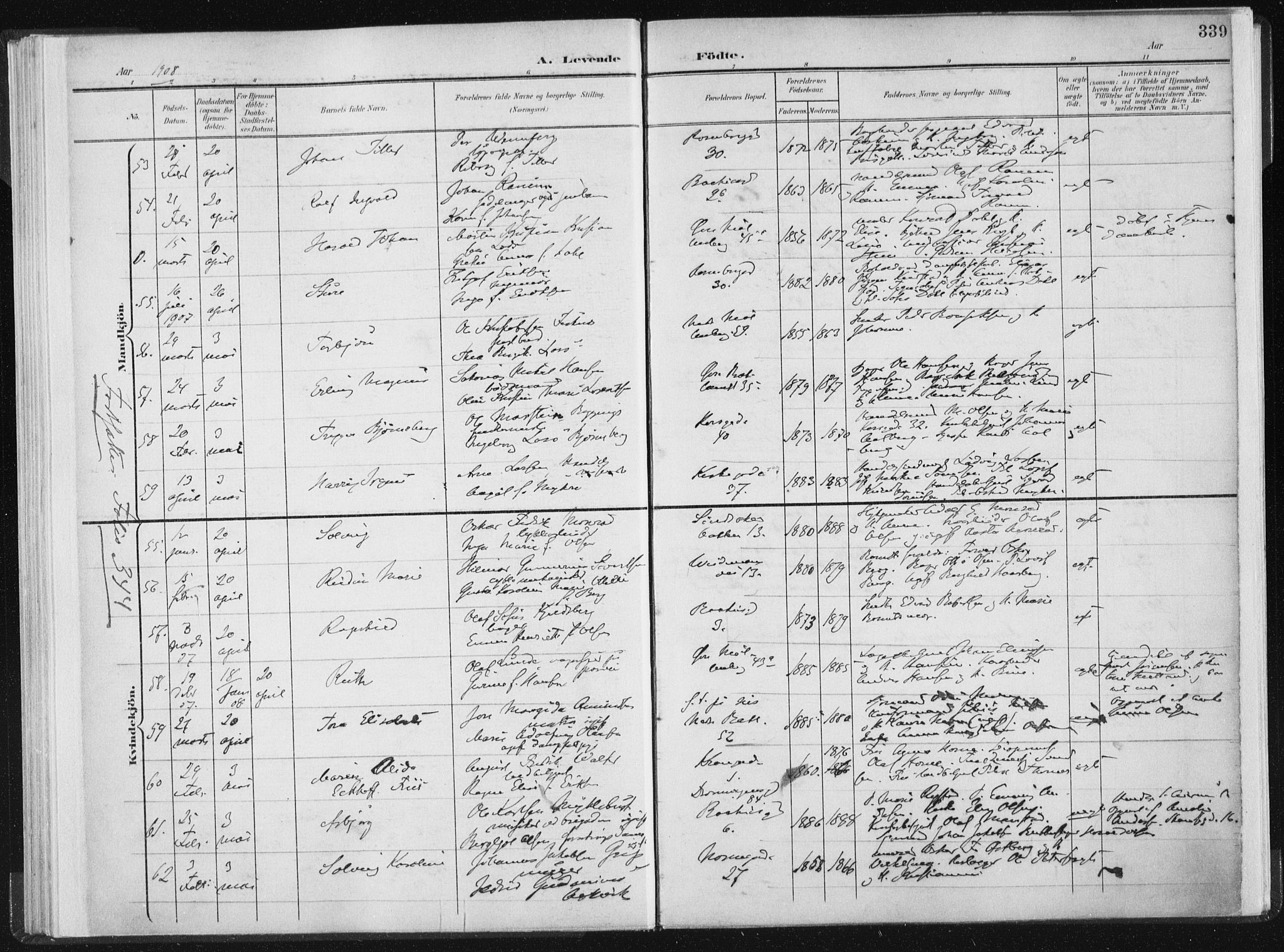 Ministerialprotokoller, klokkerbøker og fødselsregistre - Sør-Trøndelag, SAT/A-1456/604/L0200: Parish register (official) no. 604A20II, 1901-1908, p. 339