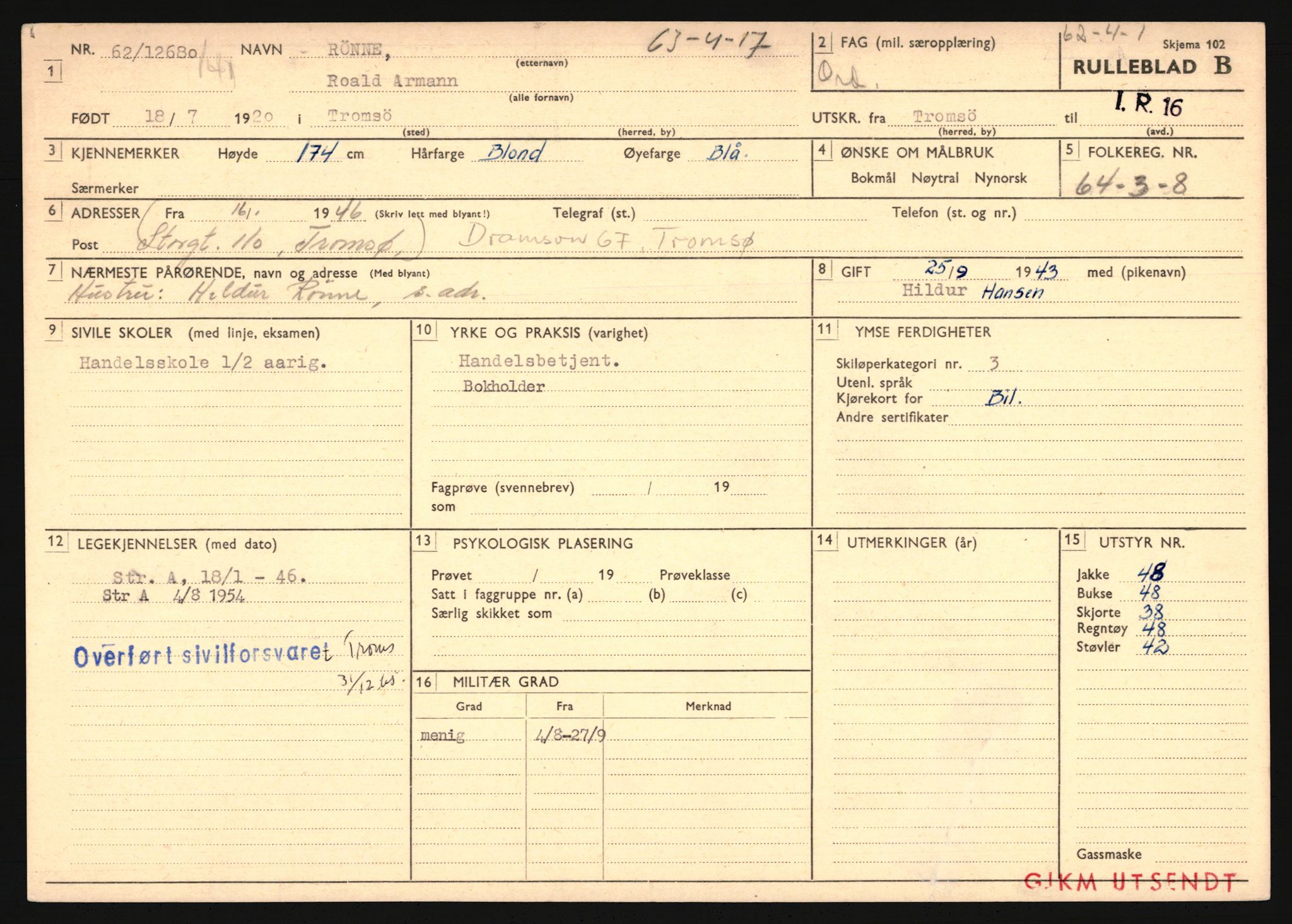 Forsvaret, Troms infanteriregiment nr. 16, AV/RA-RAFA-3146/P/Pa/L0024/0002: Rulleblad / Rulleblad for regimentets menige mannskaper, årsklasse 1941, 1941, p. 446