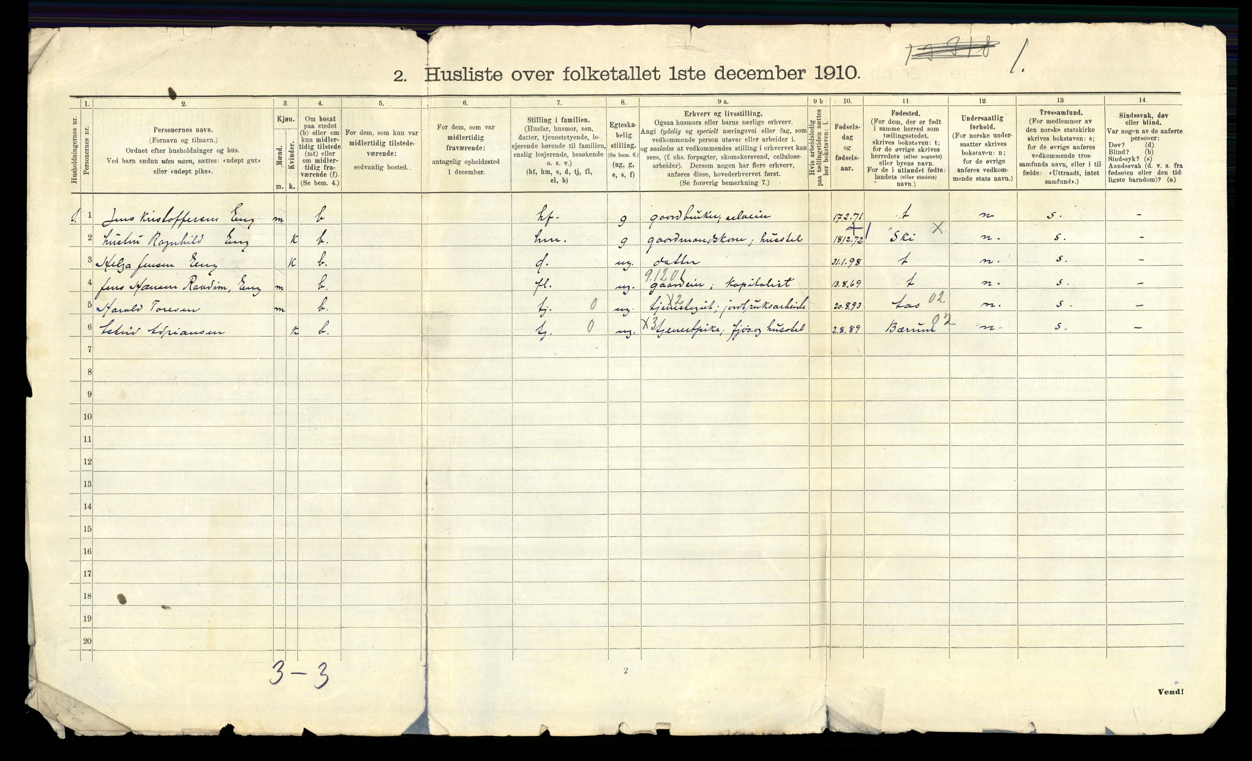 RA, 1910 census for Kråkstad, 1910, p. 36