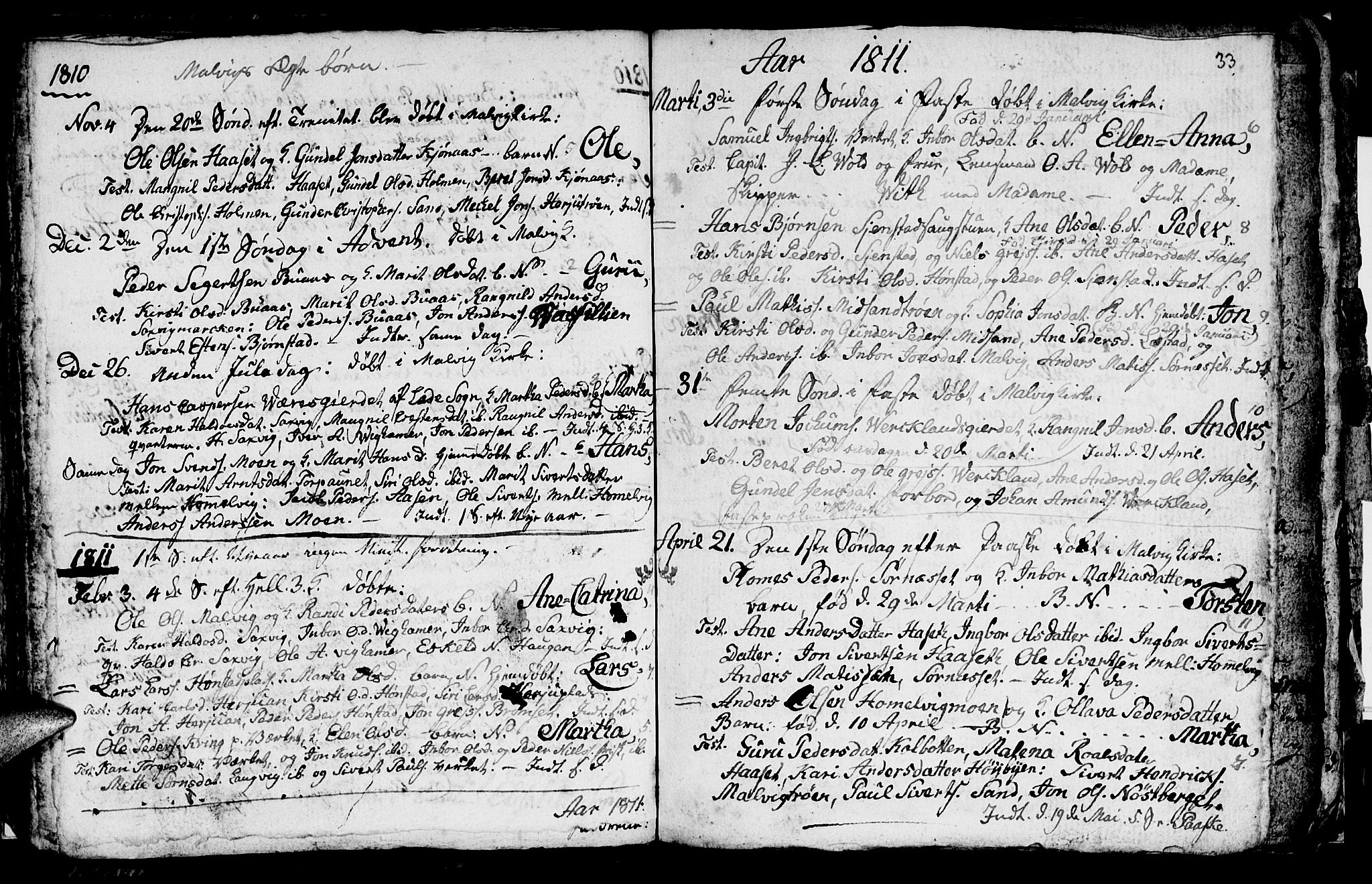 Ministerialprotokoller, klokkerbøker og fødselsregistre - Sør-Trøndelag, SAT/A-1456/616/L0419: Parish register (copy) no. 616C02, 1797-1816, p. 33