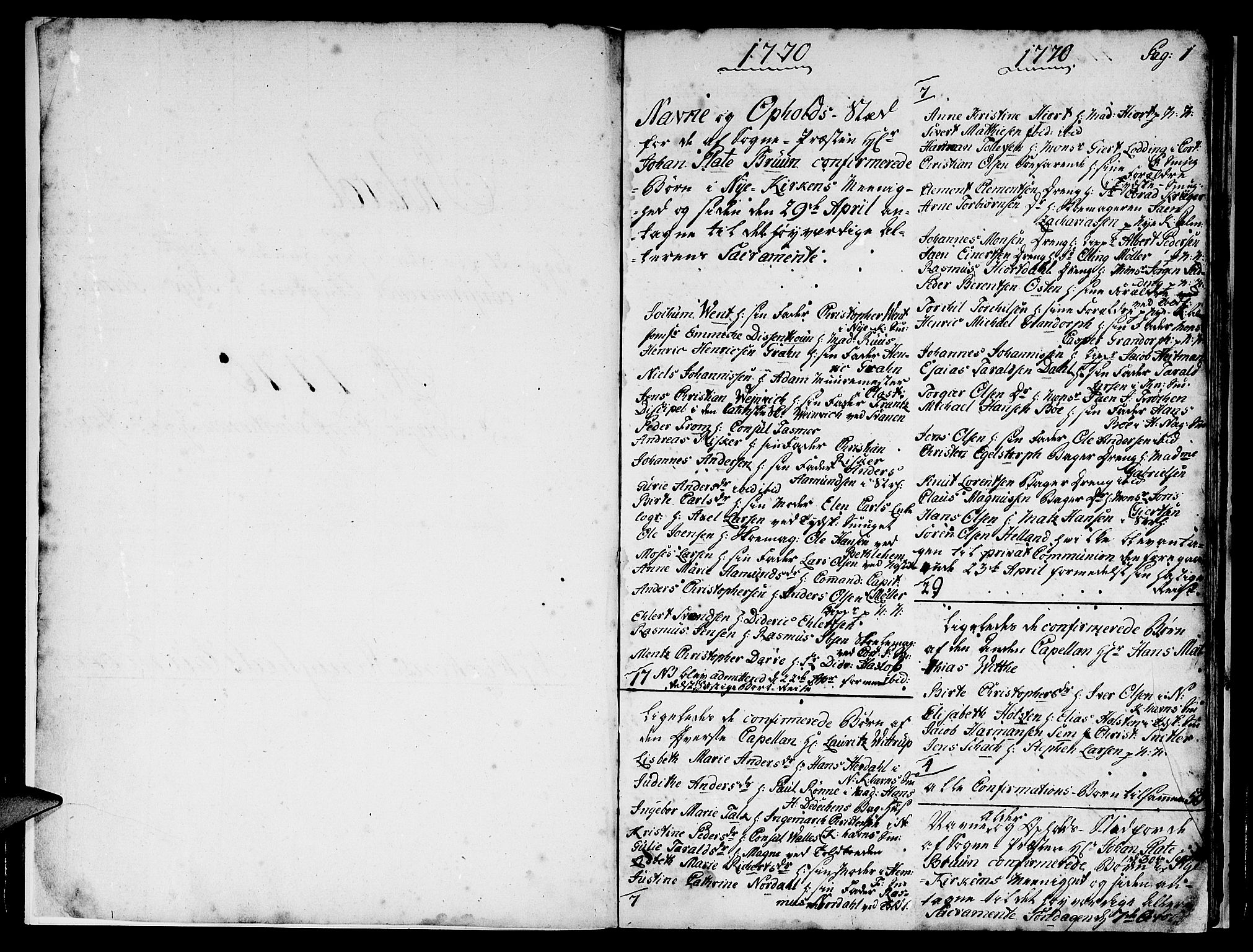 Nykirken Sokneprestembete, SAB/A-77101/H/Hab: Parish register (copy) no. A 1, 1770-1821, p. 1