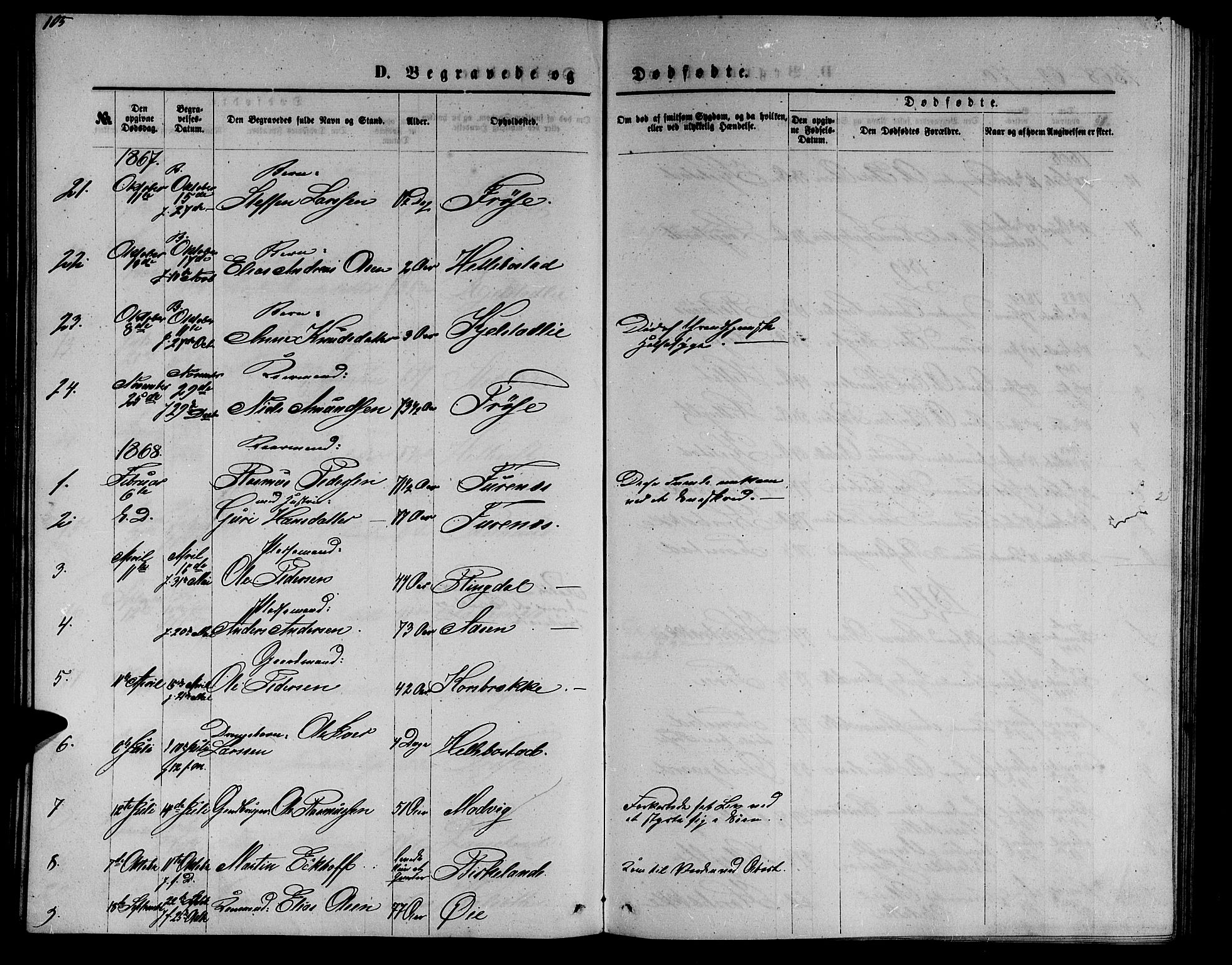 Ministerialprotokoller, klokkerbøker og fødselsregistre - Møre og Romsdal, AV/SAT-A-1454/517/L0229: Parish register (copy) no. 517C02, 1864-1879, p. 105