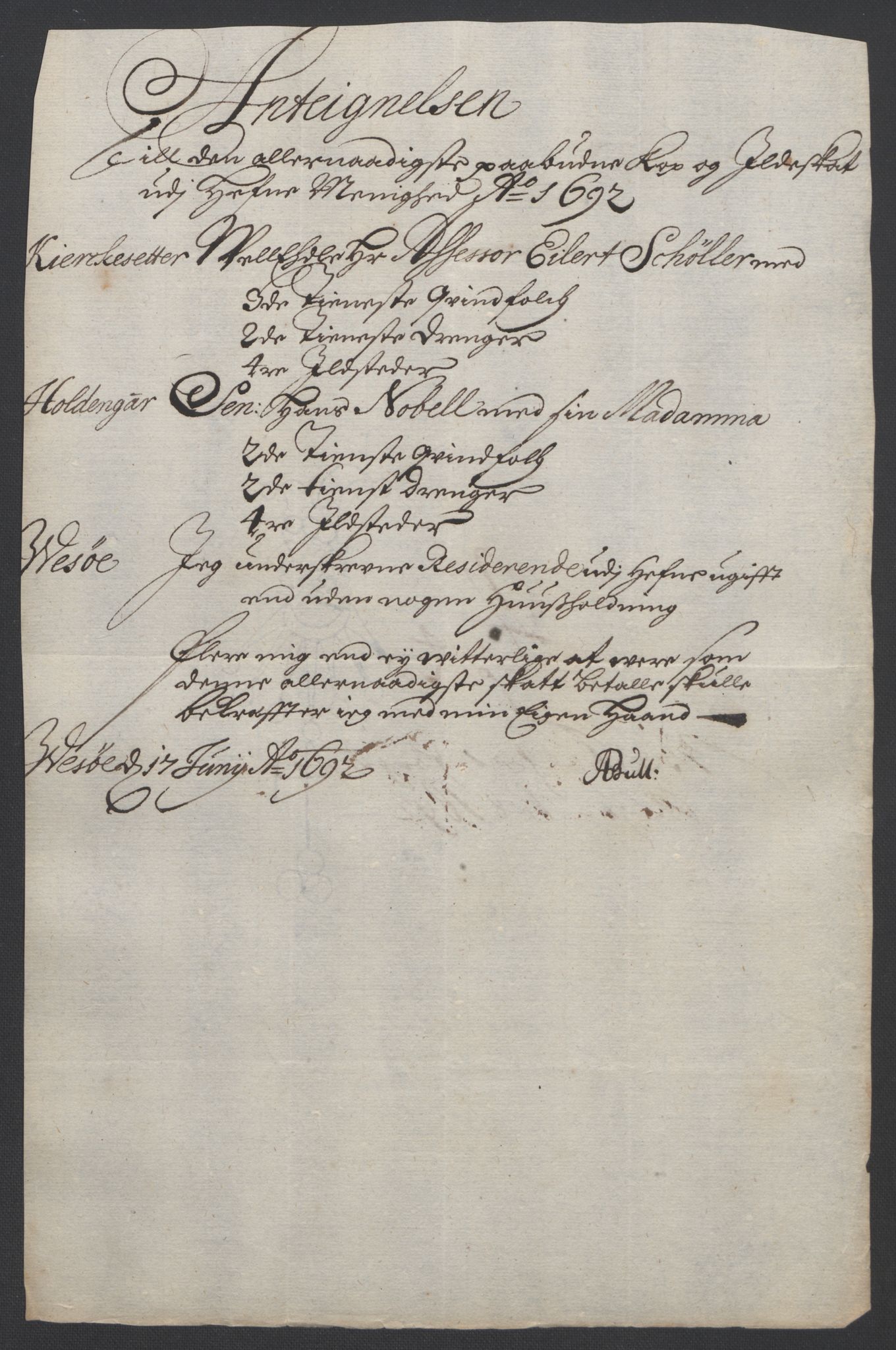 Rentekammeret inntil 1814, Reviderte regnskaper, Fogderegnskap, AV/RA-EA-4092/R57/L3849: Fogderegnskap Fosen, 1692-1693, p. 156