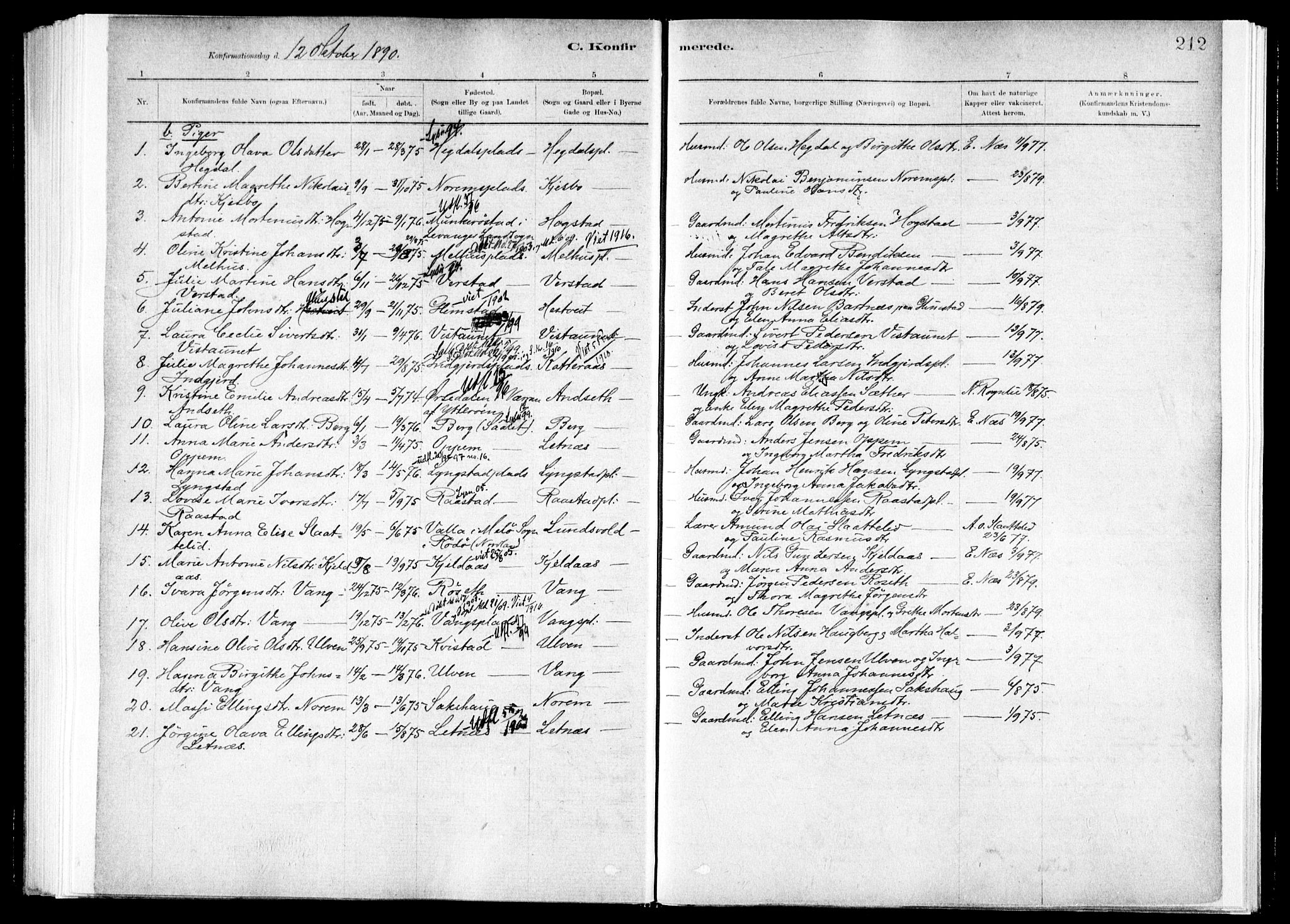 Ministerialprotokoller, klokkerbøker og fødselsregistre - Nord-Trøndelag, SAT/A-1458/730/L0285: Parish register (official) no. 730A10, 1879-1914, p. 212