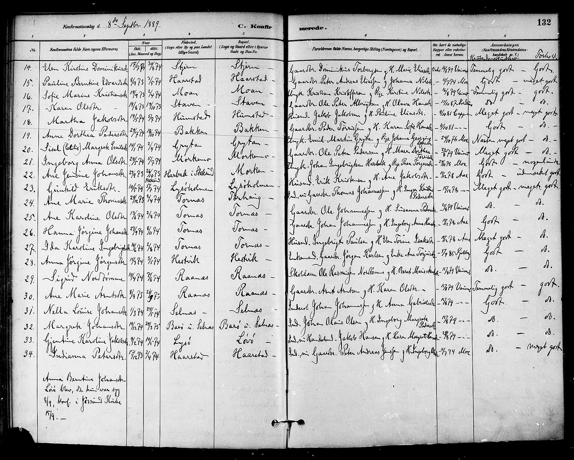 Ministerialprotokoller, klokkerbøker og fødselsregistre - Sør-Trøndelag, SAT/A-1456/655/L0680: Parish register (official) no. 655A09, 1880-1894, p. 132