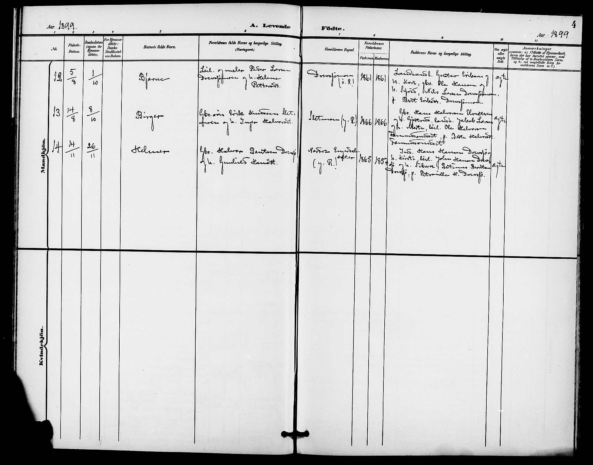 Rendalen prestekontor, AV/SAH-PREST-054/H/Ha/Haa/L0008: Parish register (official) no. 8, 1898-1910, p. 4