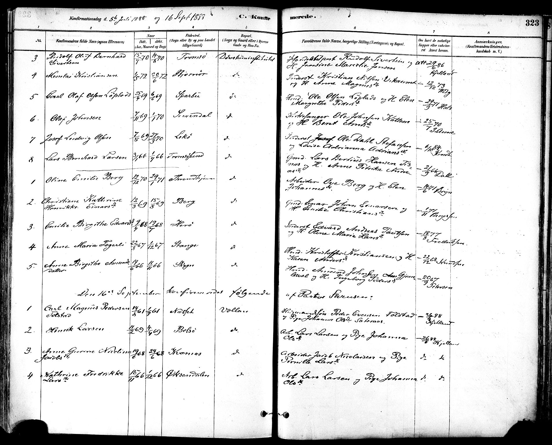 Ministerialprotokoller, klokkerbøker og fødselsregistre - Sør-Trøndelag, AV/SAT-A-1456/601/L0057: Parish register (official) no. 601A25, 1877-1891, p. 323