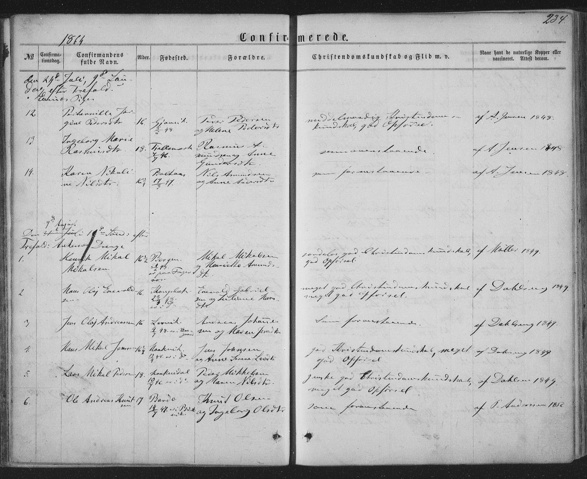 Ministerialprotokoller, klokkerbøker og fødselsregistre - Nordland, AV/SAT-A-1459/863/L0896: Parish register (official) no. 863A08, 1861-1871, p. 234