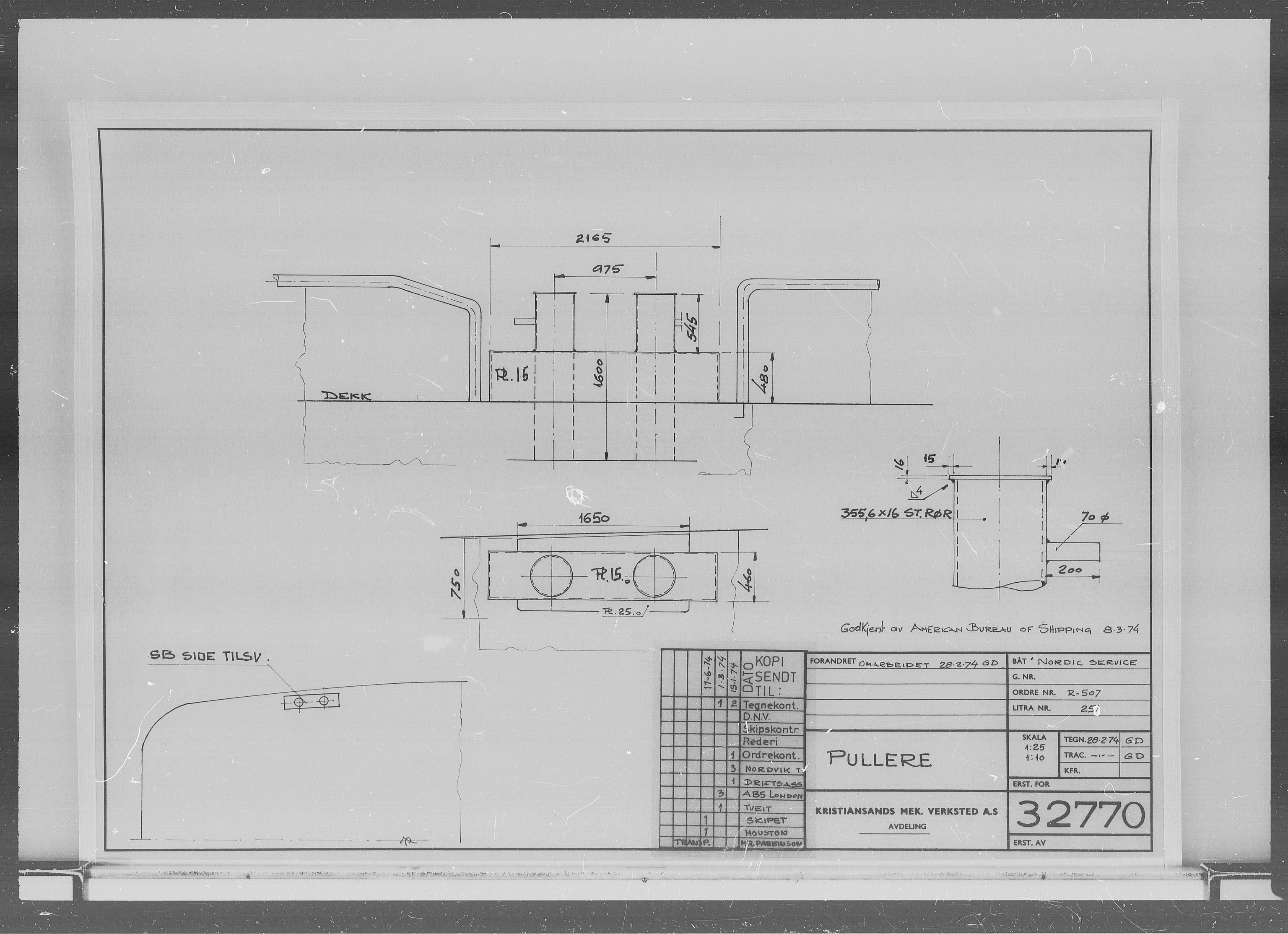 Kristiansand Mekaniske Verksted, AV/SAK-D/0612/G/Ga/L0008: 36 mm mikrofilmruller, reprofoto av skipstegninger, byggenr. 222-229, p. 6