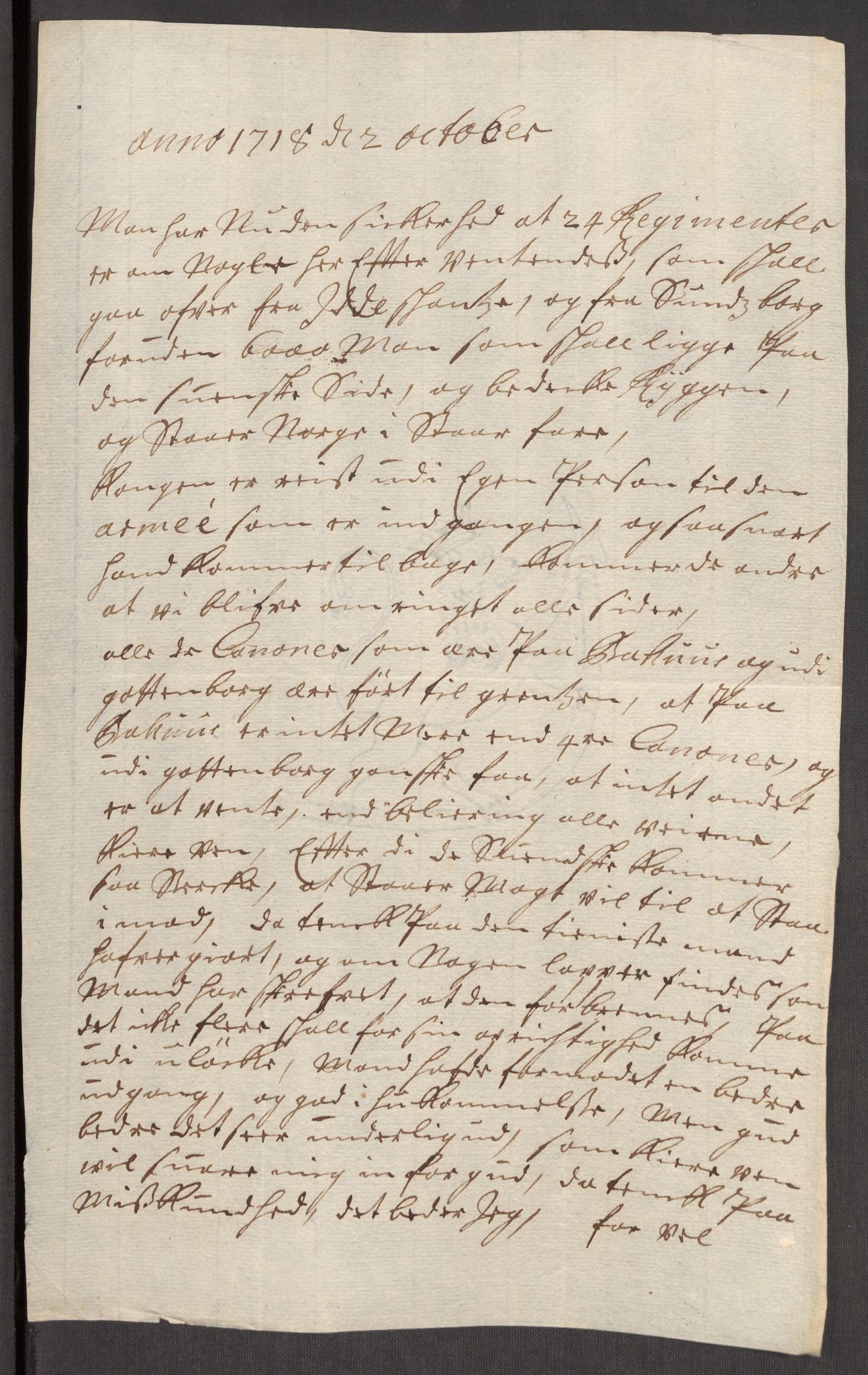 Kommanderende general (KG I) med Det norske krigsdirektorium, AV/RA-EA-5419/E/Eb/L0012: Kunnskap om fienden, kronologisk ordnet, 1718-1719, p. 356