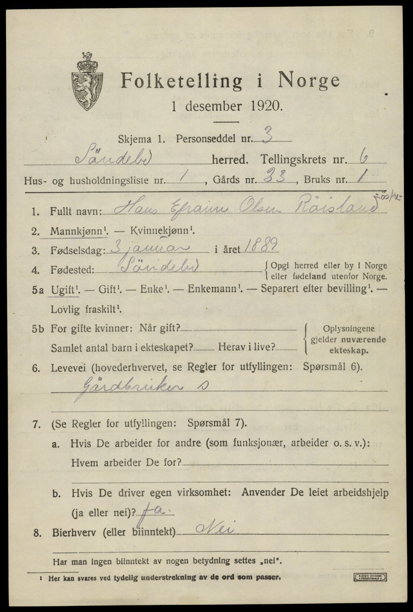 SAK, 1920 census for Søndeled, 1920, p. 3699