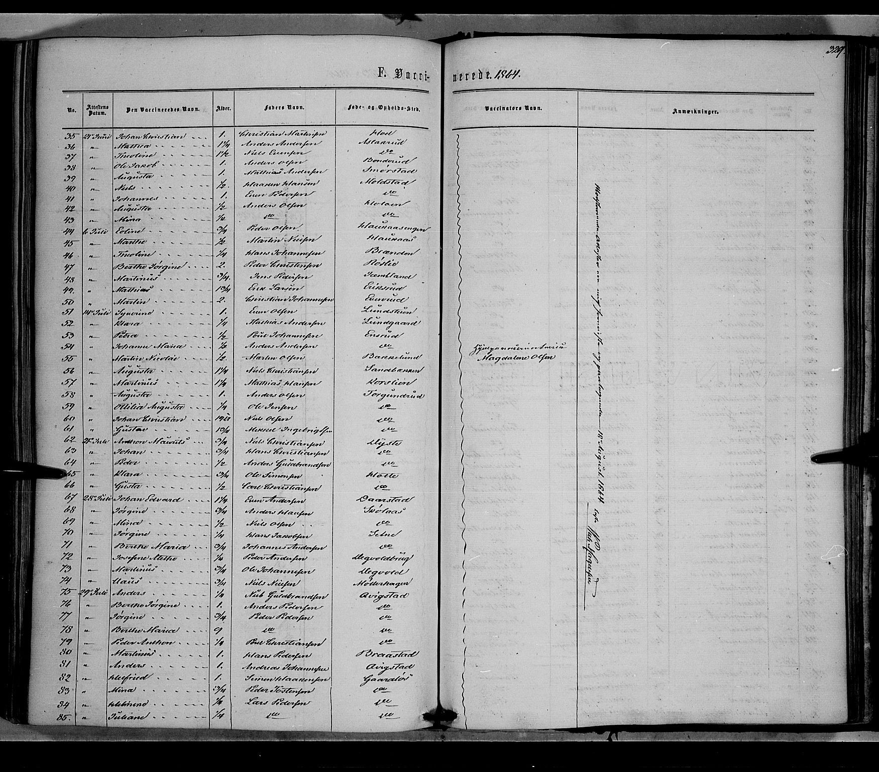 Vestre Toten prestekontor, SAH/PREST-108/H/Ha/Haa/L0007: Parish register (official) no. 7, 1862-1869, p. 329