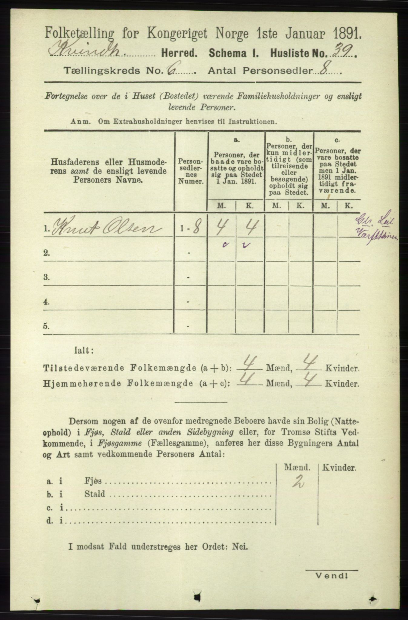 RA, 1891 census for 1224 Kvinnherad, 1891, p. 2117