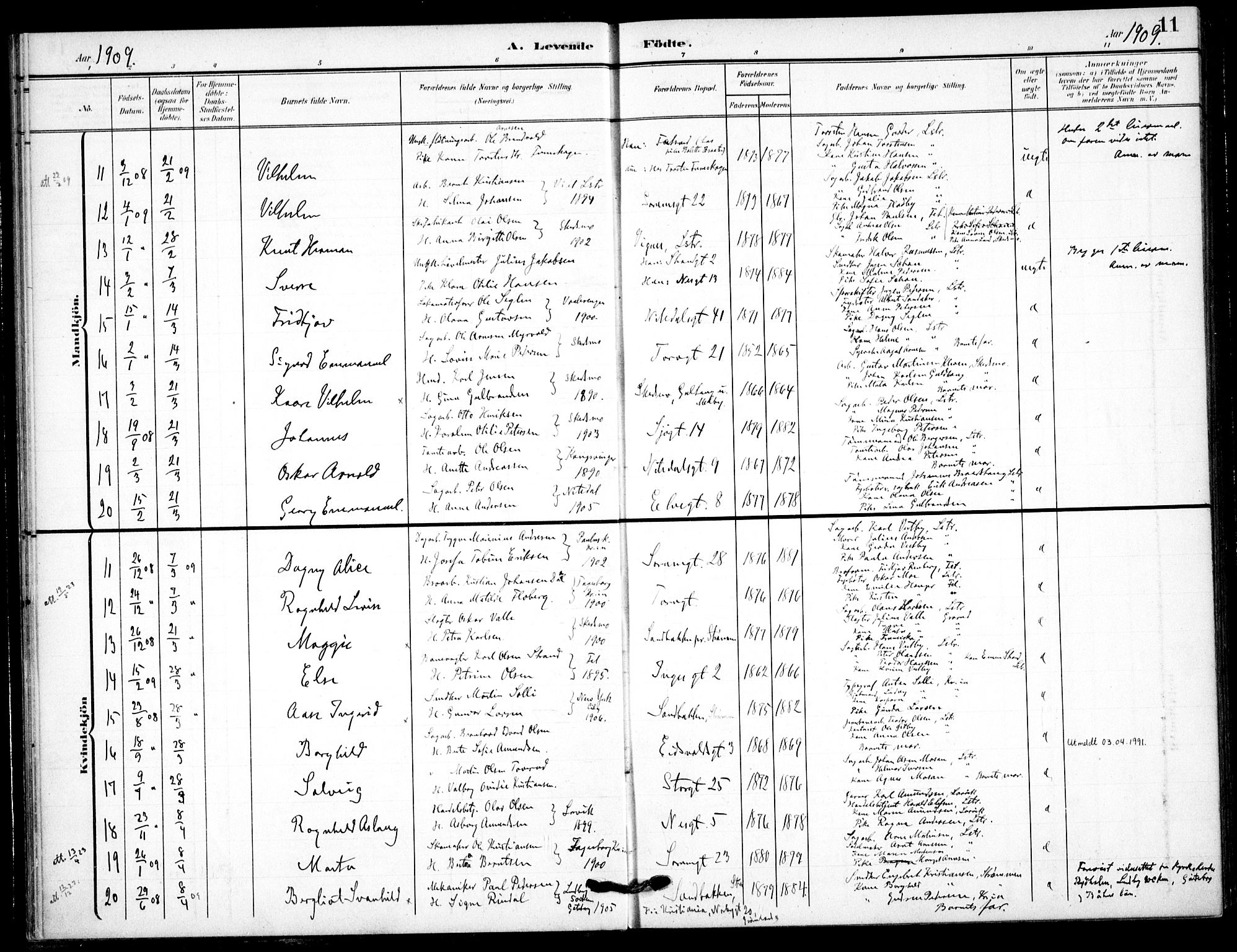 Skedsmo prestekontor Kirkebøker, AV/SAO-A-10033a/F/Fc/L0001: Parish register (official) no. III 1, 1908-1916, p. 11