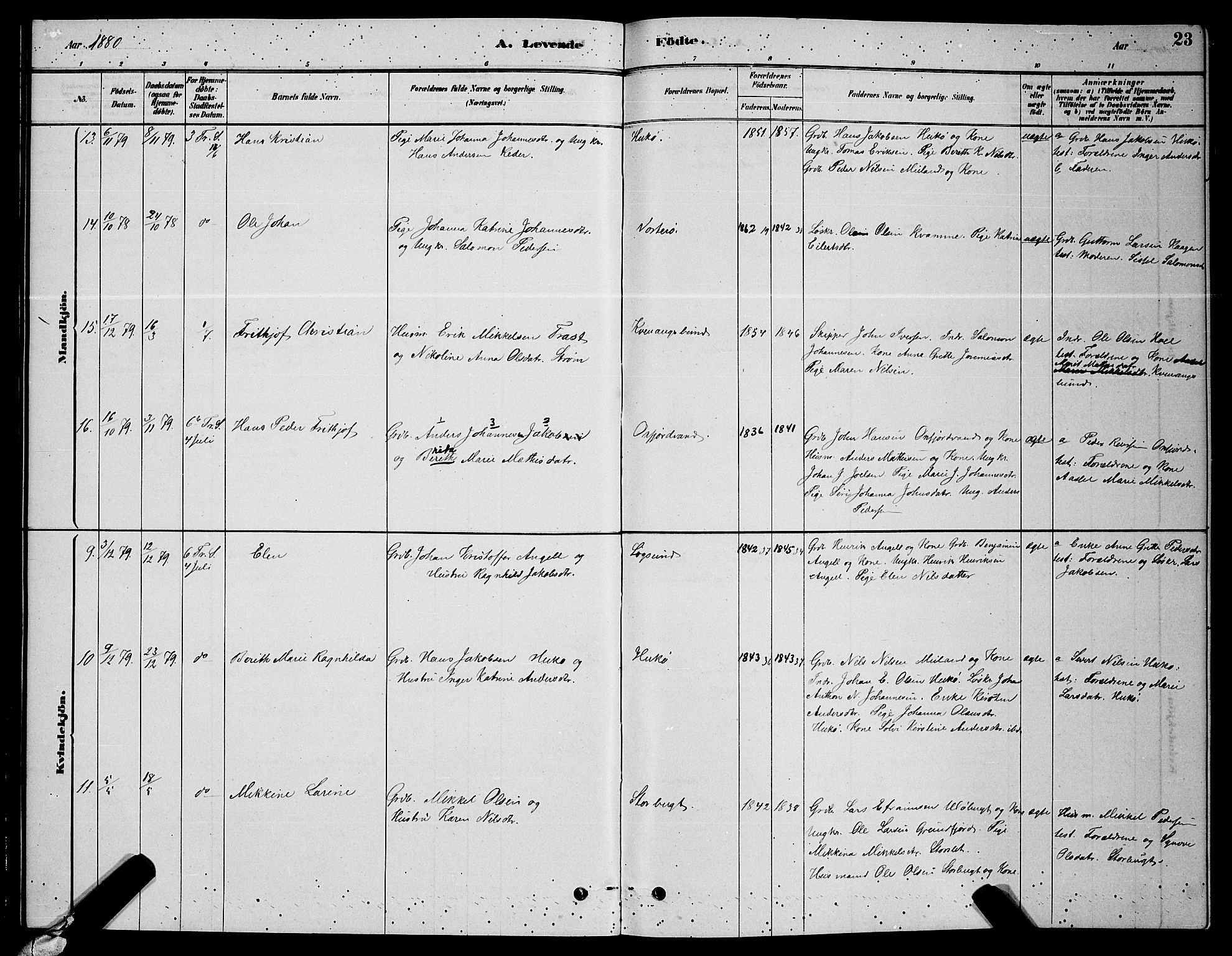 Skjervøy sokneprestkontor, AV/SATØ-S-1300/H/Ha/Hab/L0006klokker: Parish register (copy) no. 6, 1878-1888, p. 23