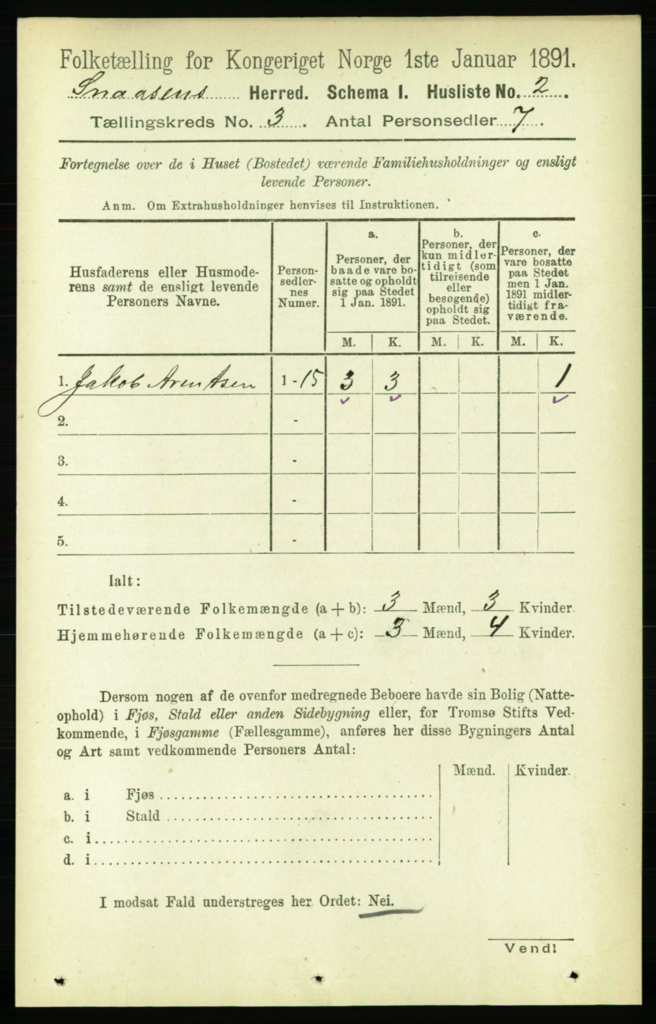 RA, 1891 census for 1736 Snåsa, 1891, p. 569