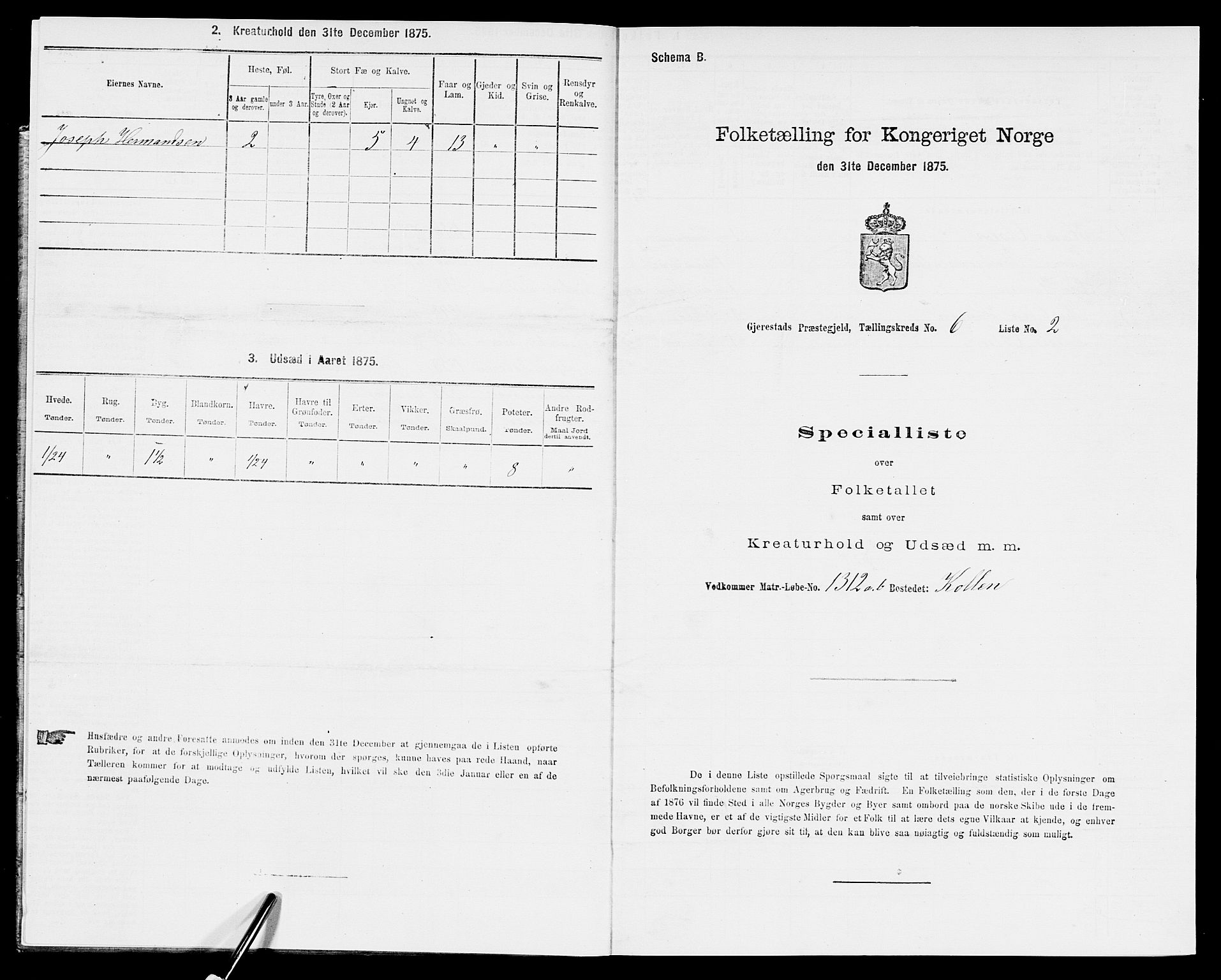 SAK, 1875 census for 0911P Gjerstad, 1875, p. 596