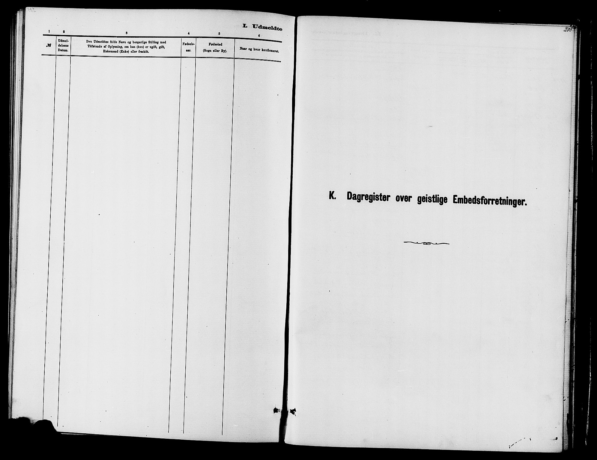 Vardal prestekontor, SAH/PREST-100/H/Ha/Haa/L0010: Parish register (official) no. 10, 1878-1893, p. 205