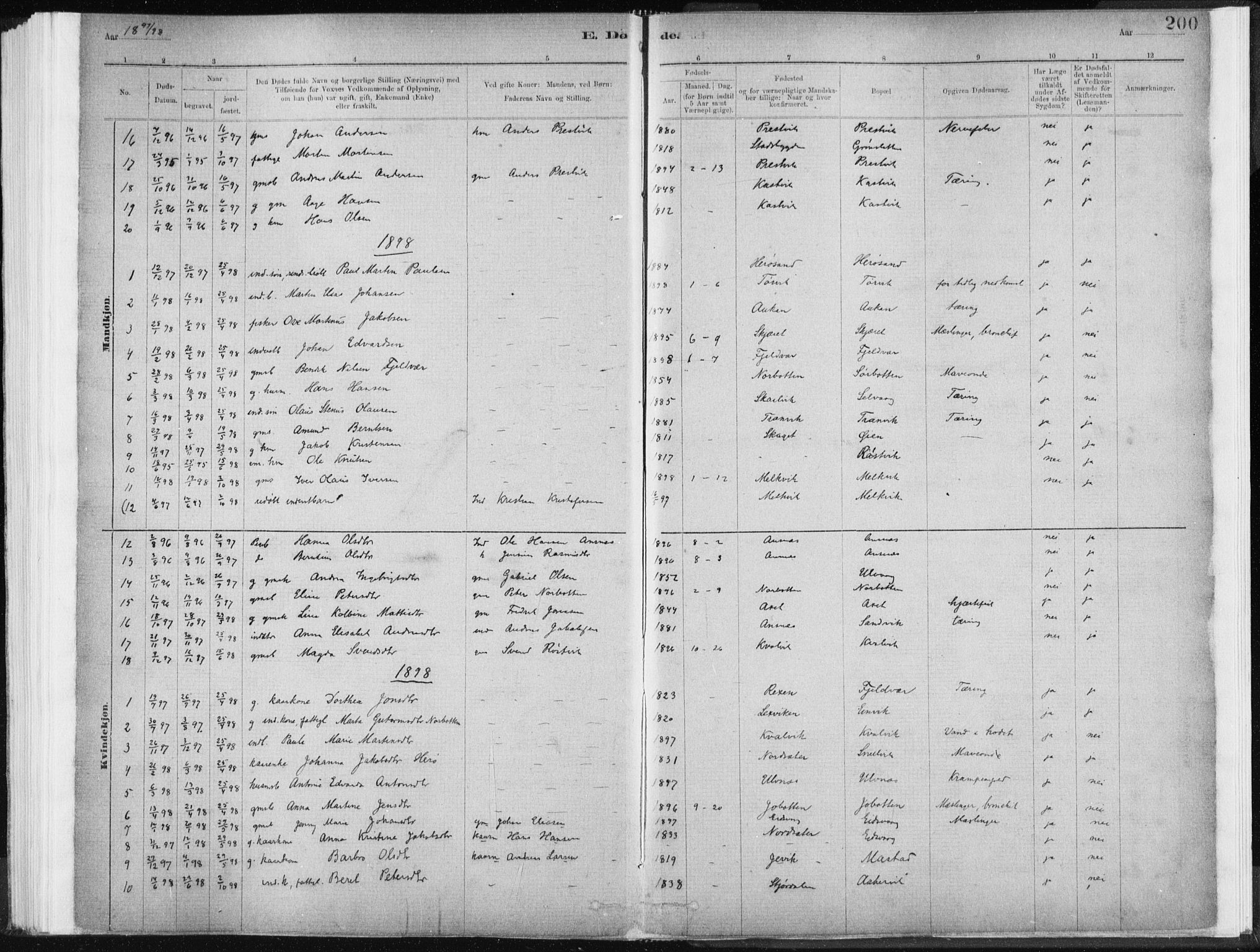 Ministerialprotokoller, klokkerbøker og fødselsregistre - Sør-Trøndelag, SAT/A-1456/637/L0558: Parish register (official) no. 637A01, 1882-1899, p. 200