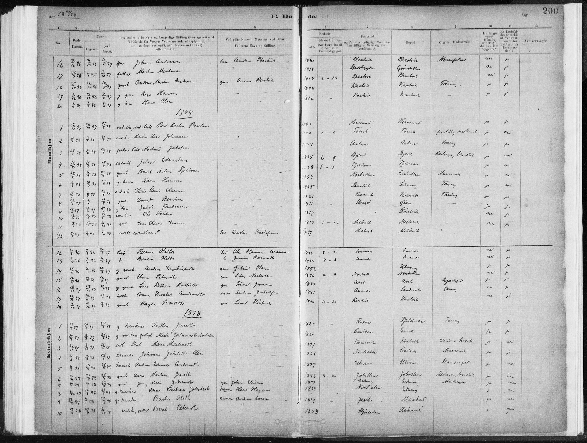 Ministerialprotokoller, klokkerbøker og fødselsregistre - Sør-Trøndelag, AV/SAT-A-1456/637/L0558: Parish register (official) no. 637A01, 1882-1899, p. 200