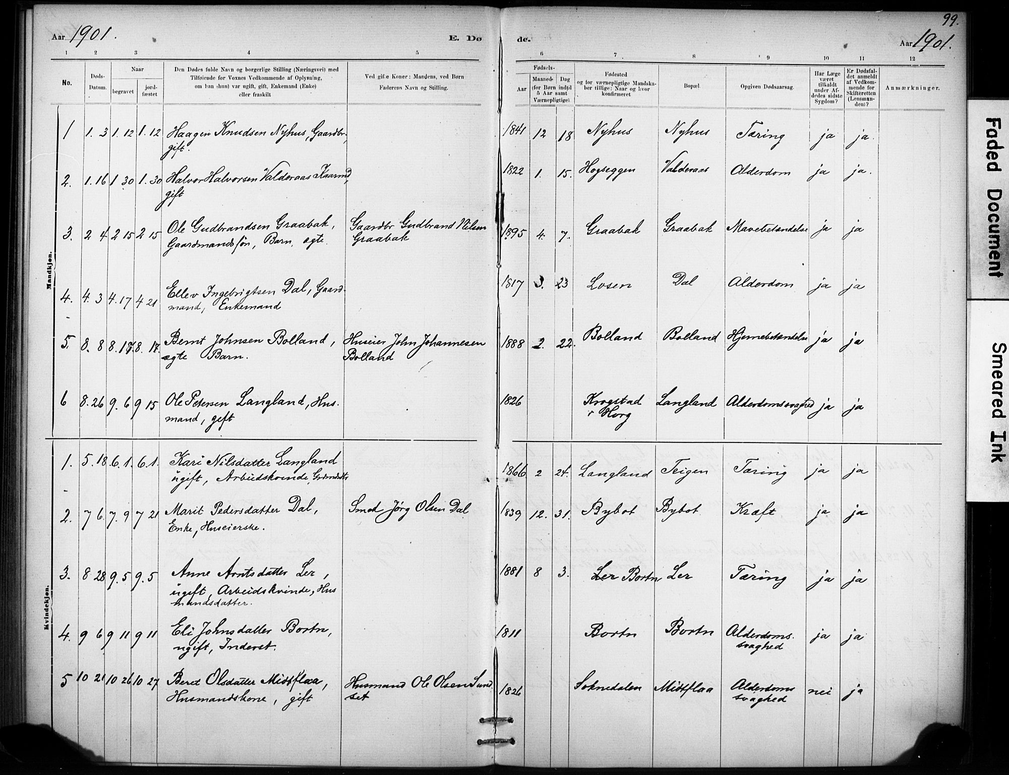 Ministerialprotokoller, klokkerbøker og fødselsregistre - Sør-Trøndelag, AV/SAT-A-1456/693/L1119: Parish register (official) no. 693A01, 1887-1905, p. 99