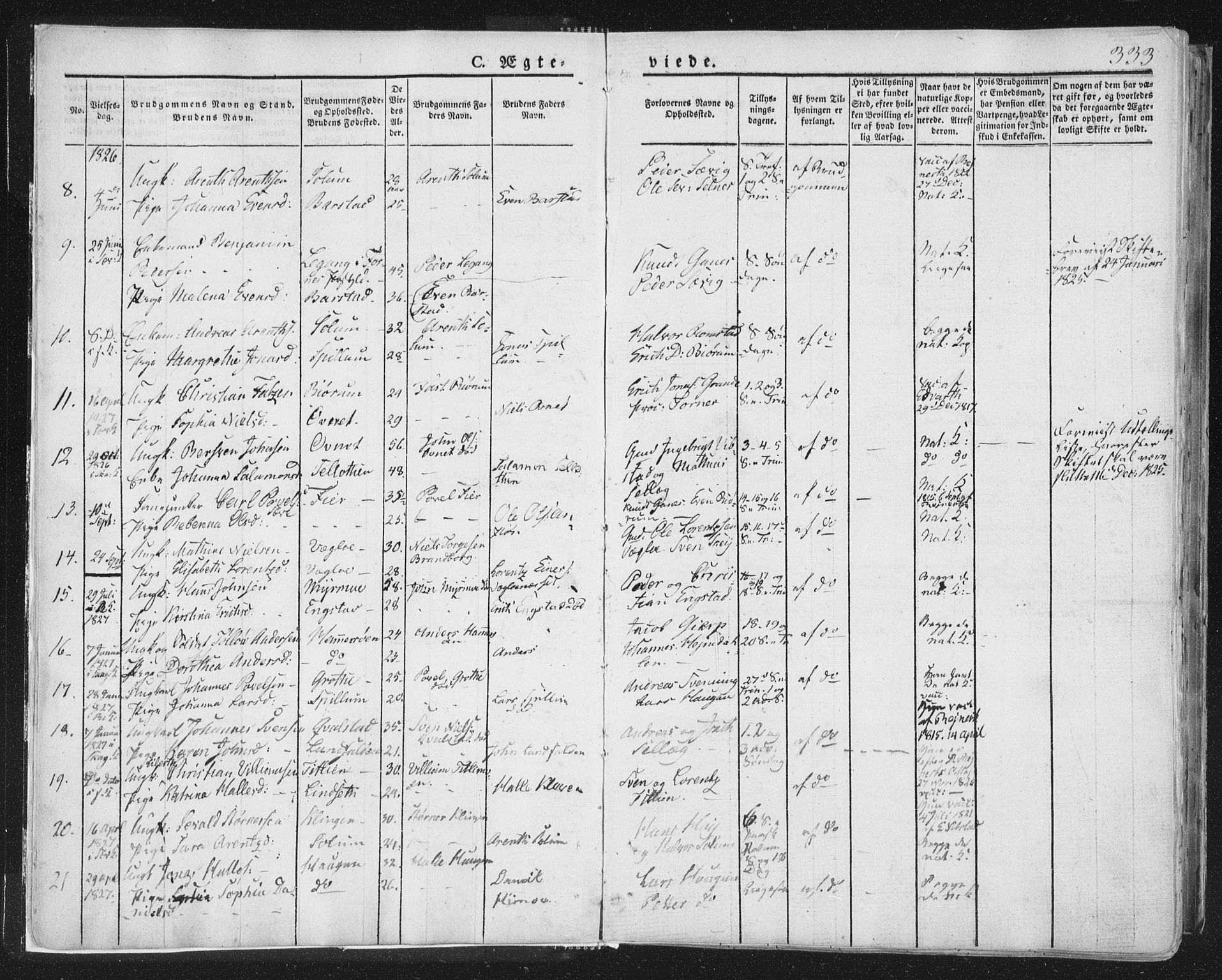 Ministerialprotokoller, klokkerbøker og fødselsregistre - Nord-Trøndelag, SAT/A-1458/764/L0552: Parish register (official) no. 764A07b, 1824-1865, p. 333