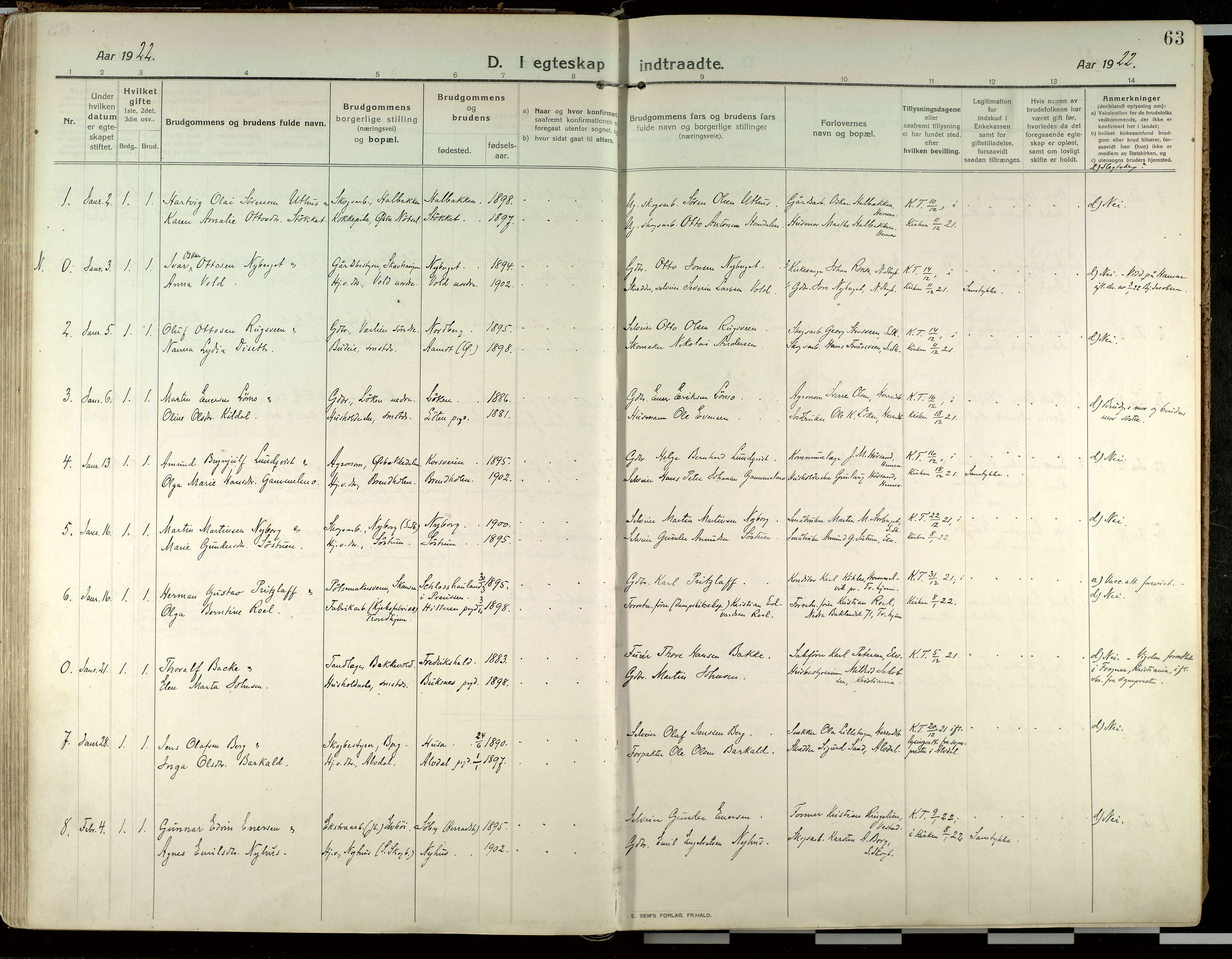 Elverum prestekontor, AV/SAH-PREST-044/H/Ha/Haa/L0021: Parish register (official) no. 21, 1913-1928, p. 63