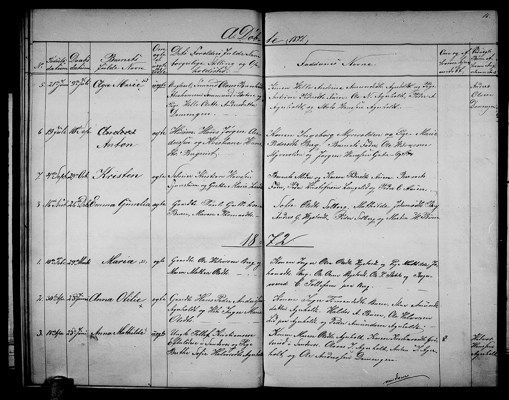 Hof kirkebøker, SAKO/A-64/G/Gb/L0001: Parish register (copy) no. II 1, 1860-1877, p. 16