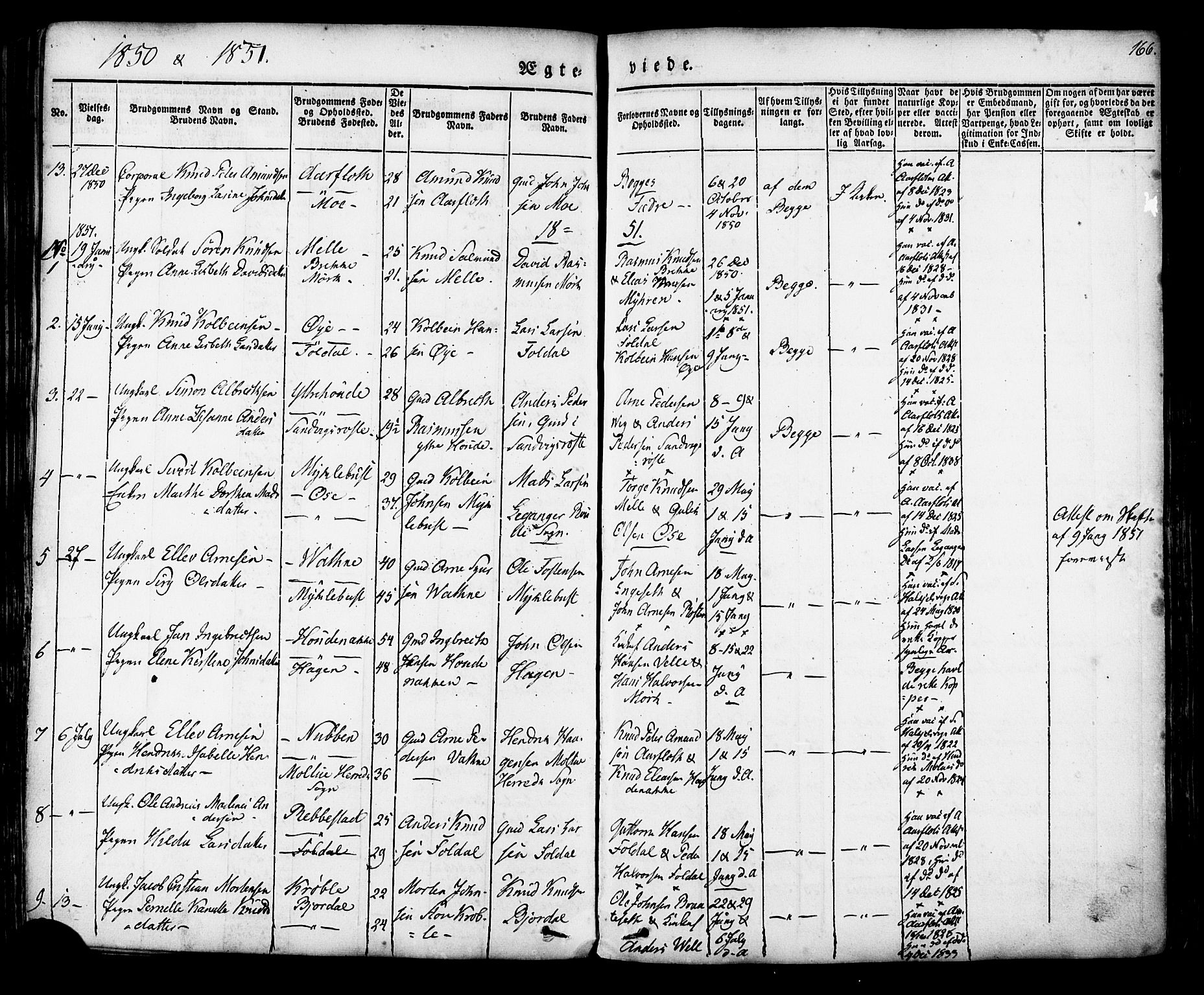 Ministerialprotokoller, klokkerbøker og fødselsregistre - Møre og Romsdal, AV/SAT-A-1454/513/L0174: Parish register (official) no. 513A01, 1831-1855, p. 166