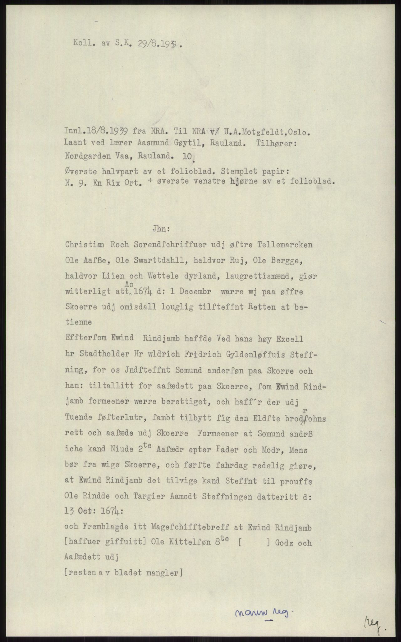 Samlinger til kildeutgivelse, Diplomavskriftsamlingen, RA/EA-4053/H/Ha, p. 3873