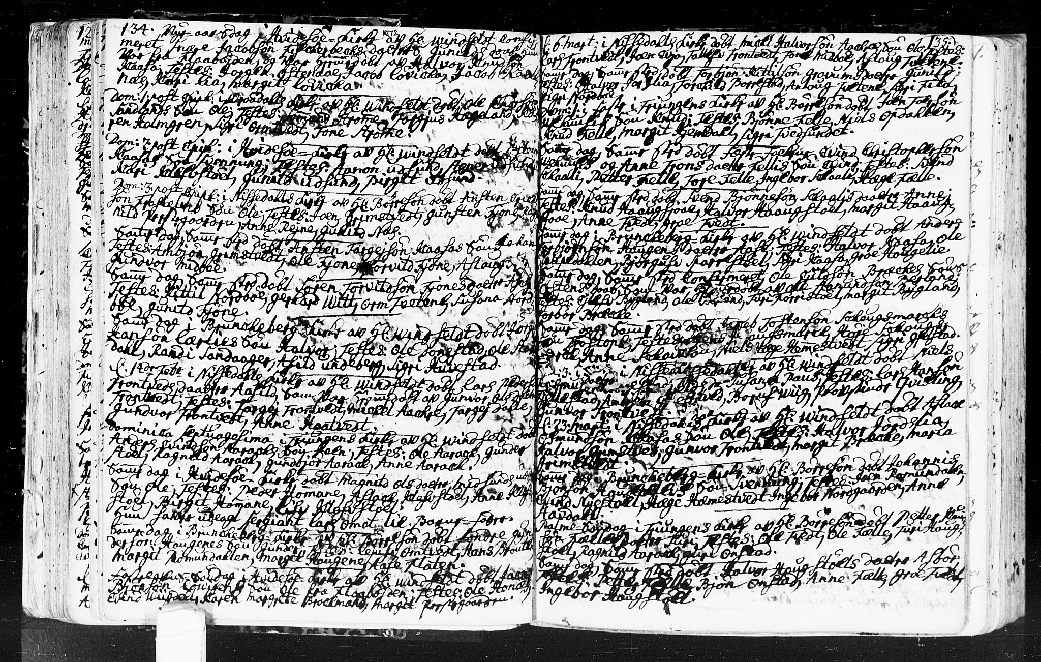 Kviteseid kirkebøker, SAKO/A-276/F/Fa/L0001: Parish register (official) no. I 1, 1754-1773, p. 134-135