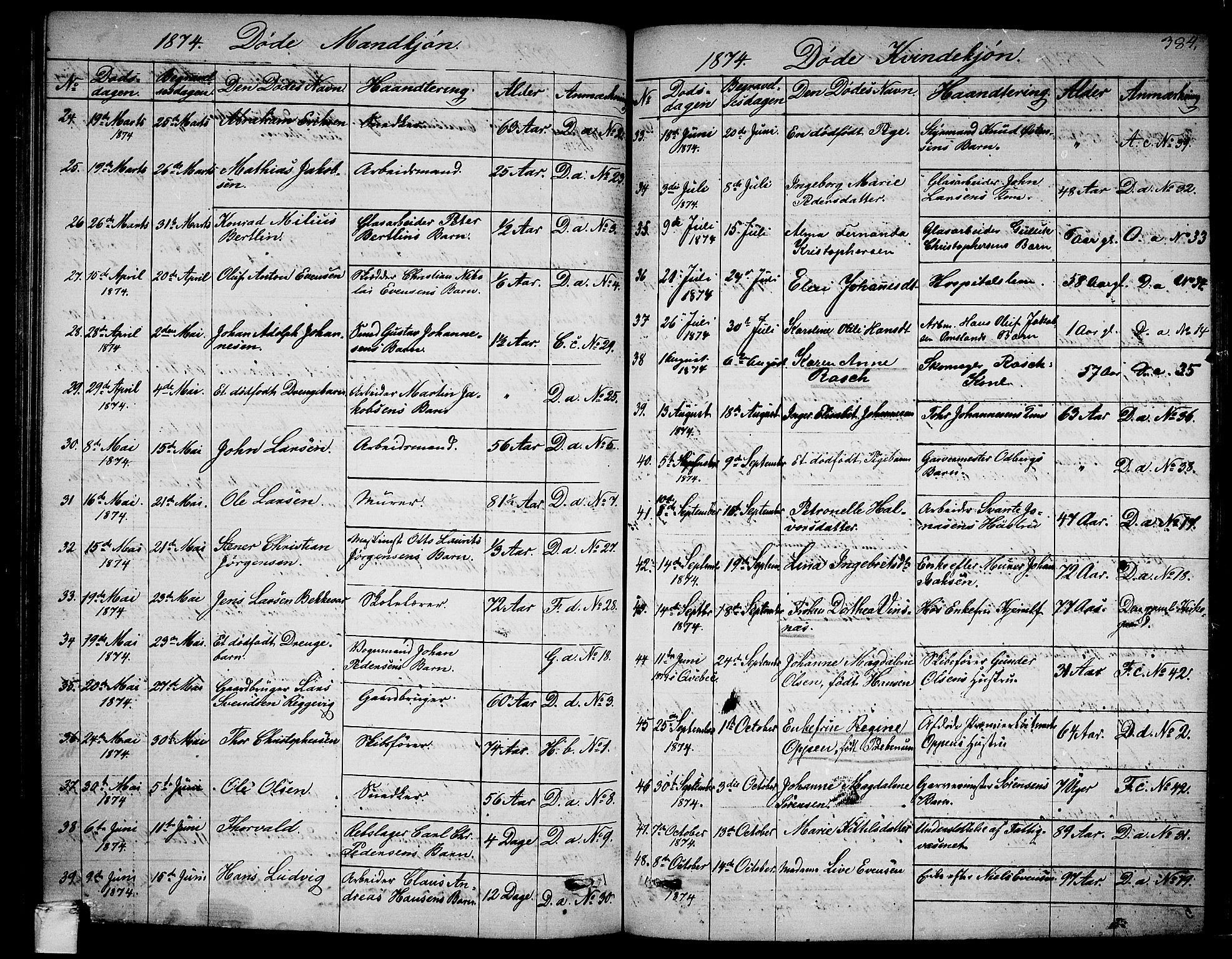 Larvik kirkebøker, AV/SAKO-A-352/G/Ga/L0004: Parish register (copy) no. I 4, 1871-1888, p. 384