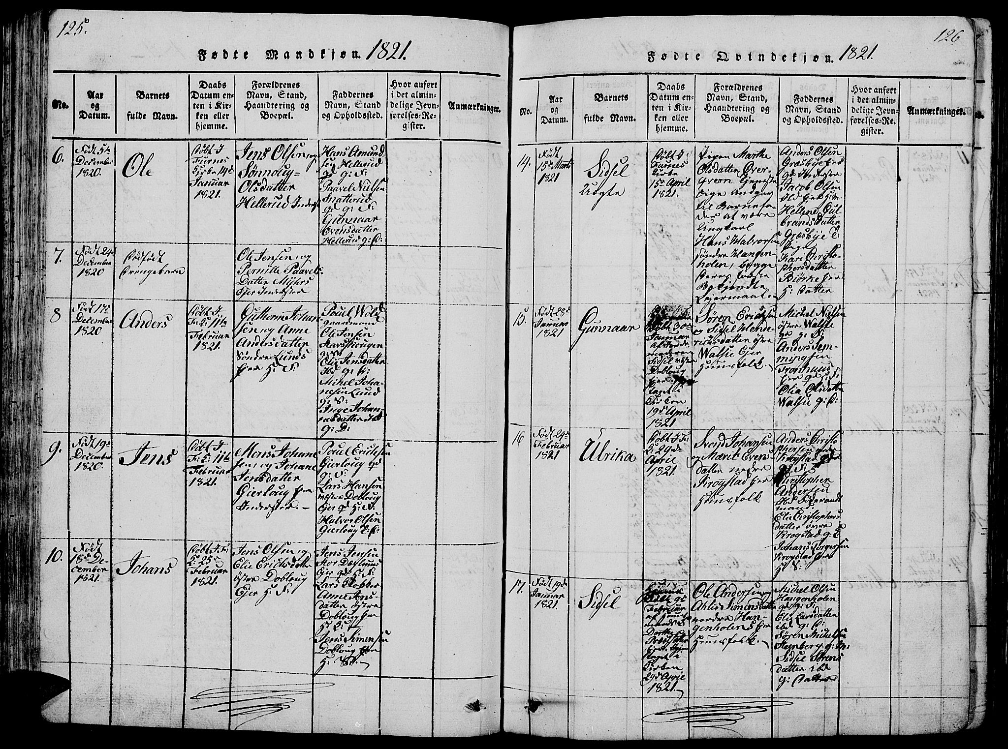 Vang prestekontor, Hedmark, AV/SAH-PREST-008/H/Ha/Hab/L0005: Parish register (copy) no. 5, 1815-1836, p. 125-126