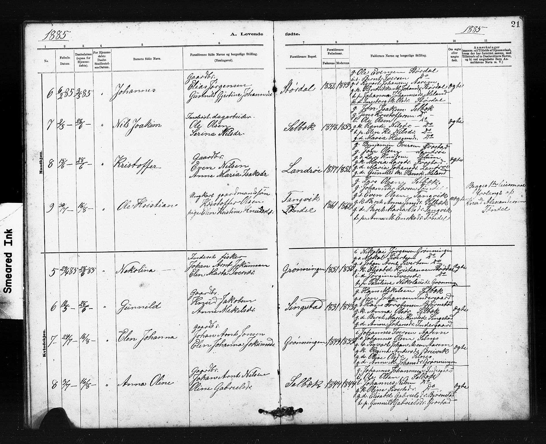 Ministerialprotokoller, klokkerbøker og fødselsregistre - Sør-Trøndelag, SAT/A-1456/663/L0761: Parish register (copy) no. 663C01, 1880-1893, p. 21