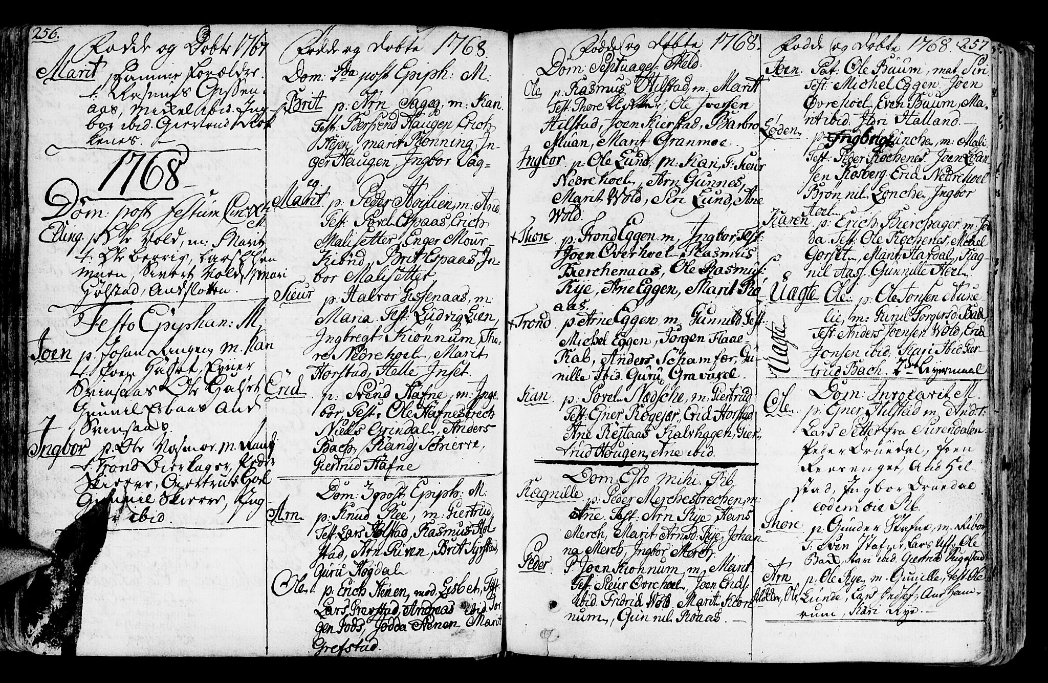 Ministerialprotokoller, klokkerbøker og fødselsregistre - Sør-Trøndelag, SAT/A-1456/672/L0851: Parish register (official) no. 672A04, 1751-1775, p. 256-257