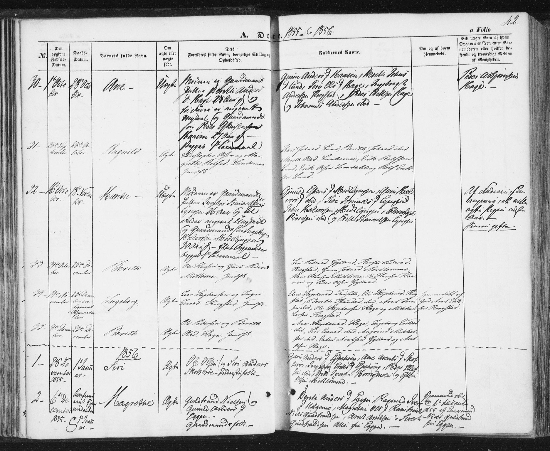 Ministerialprotokoller, klokkerbøker og fødselsregistre - Sør-Trøndelag, SAT/A-1456/692/L1103: Parish register (official) no. 692A03, 1849-1870, p. 42