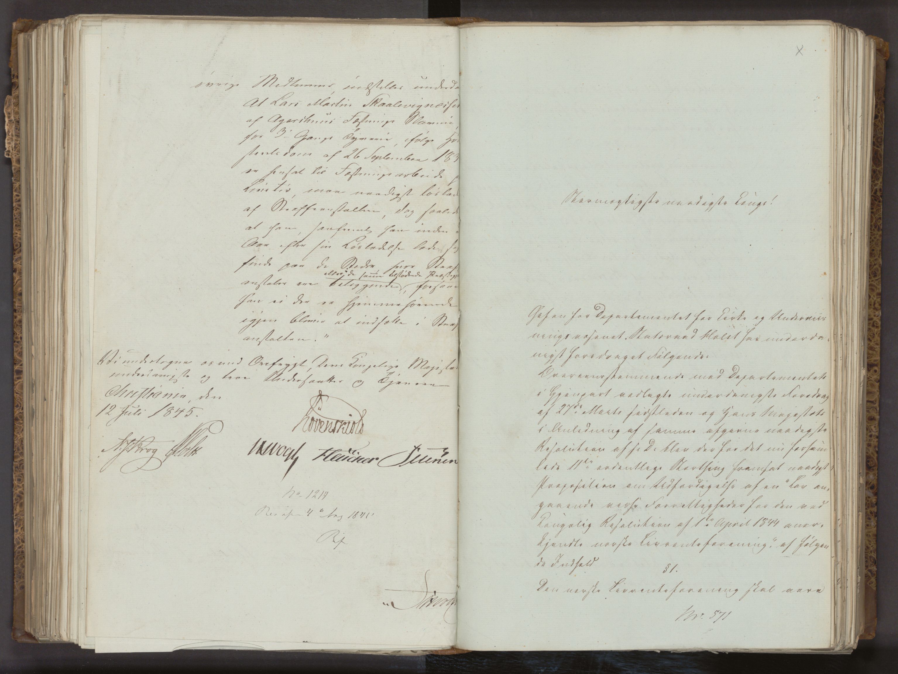 Statsrådsavdelingen i Stockholm, AV/RA-S-1003/D/Da/L0218: Regjeringsinnstillinger nr. 475-715, 1845