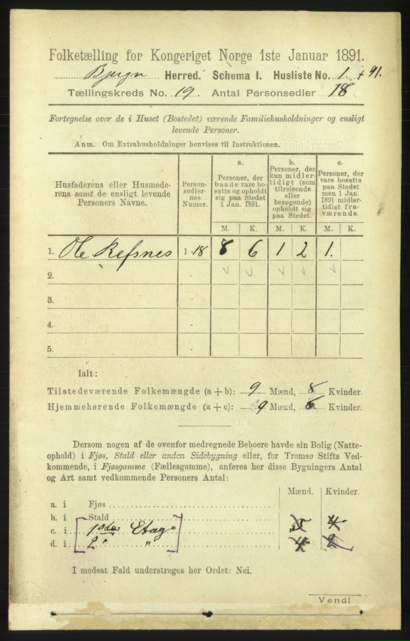 RA, 1891 census for 1627 Bjugn, 1891, p. 5050