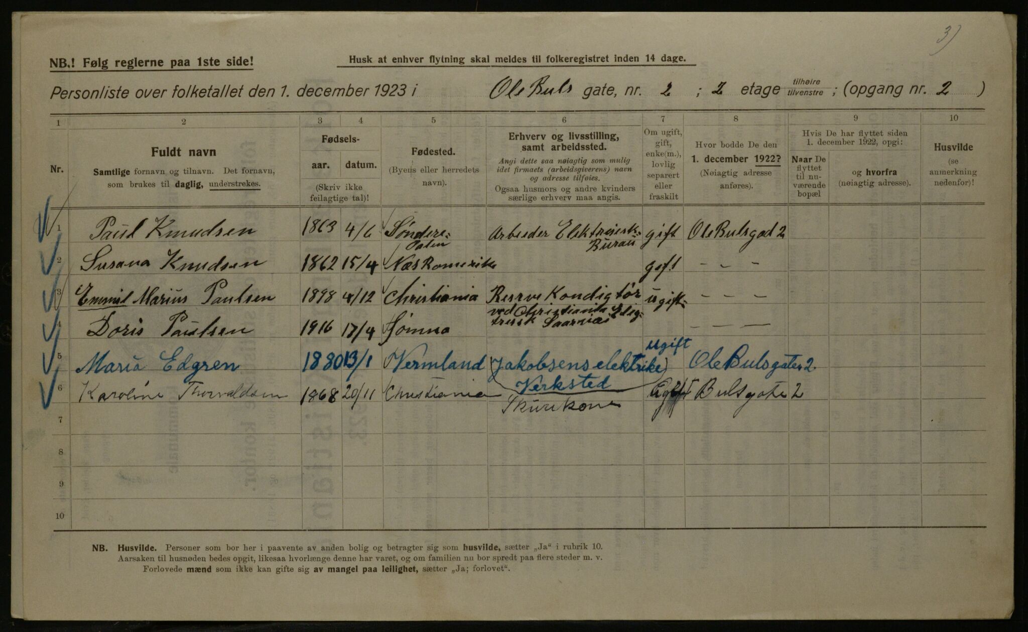 OBA, Municipal Census 1923 for Kristiania, 1923, p. 82819