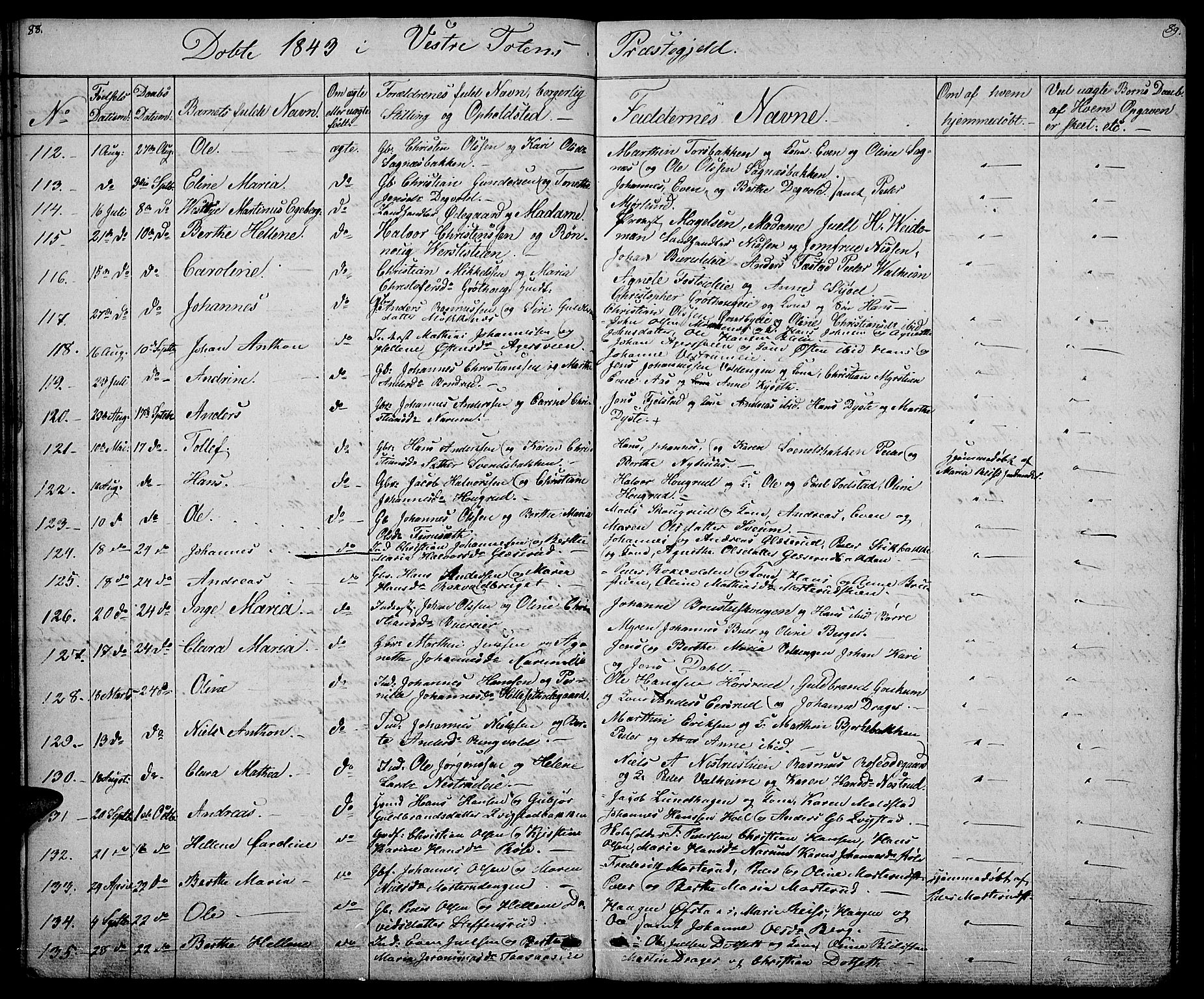 Vestre Toten prestekontor, AV/SAH-PREST-108/H/Ha/Hab/L0002: Parish register (copy) no. 2, 1836-1848, p. 88-89