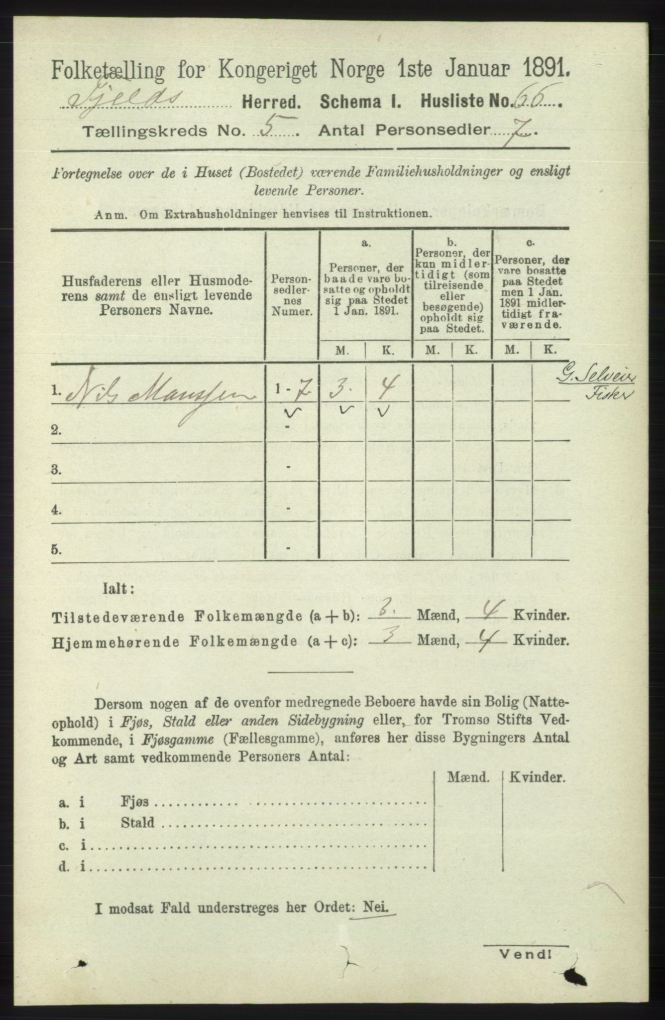 RA, 1891 census for 1246 Fjell, 1891, p. 2549