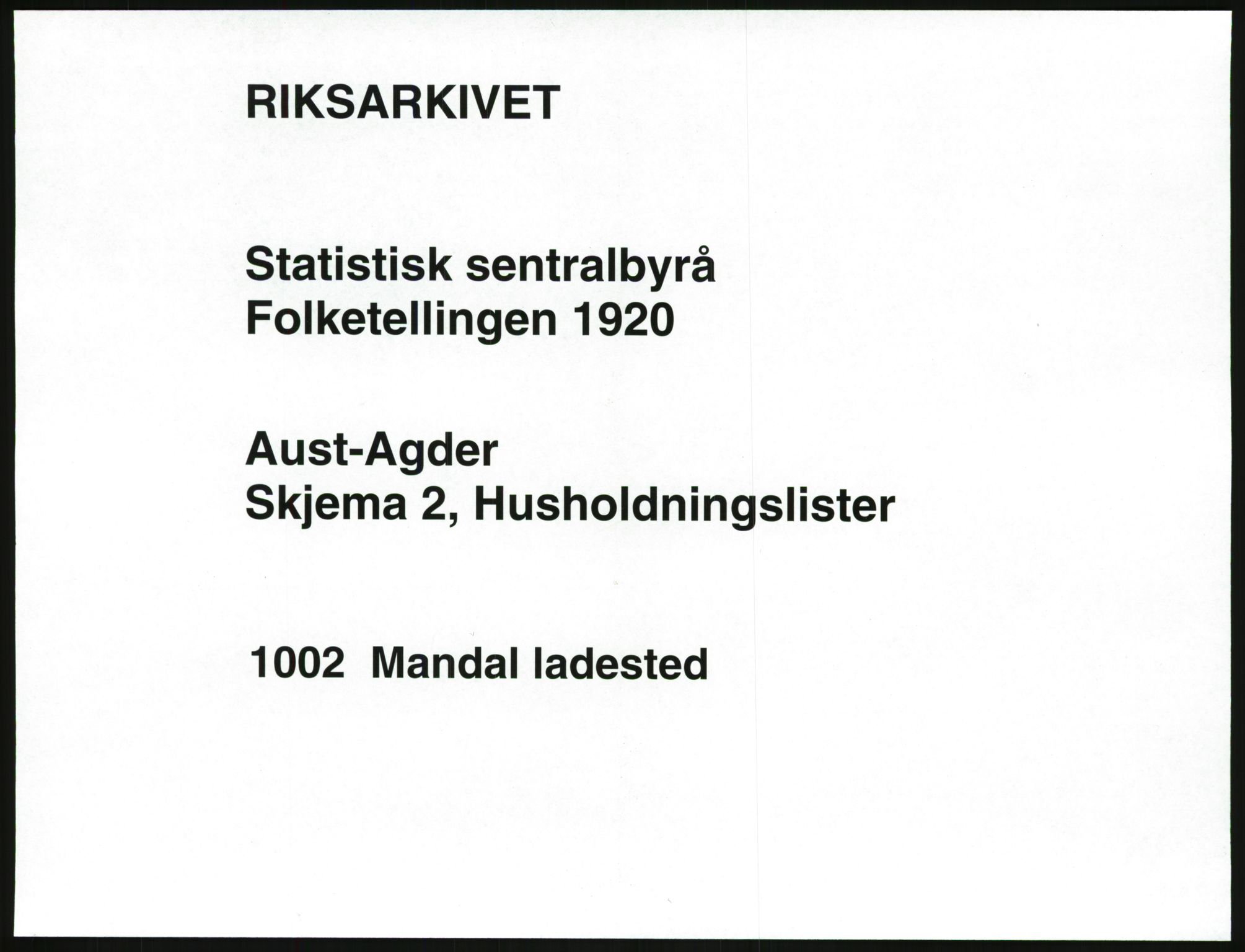 SAK, 1920 census for Mandal, 1920, p. 1425