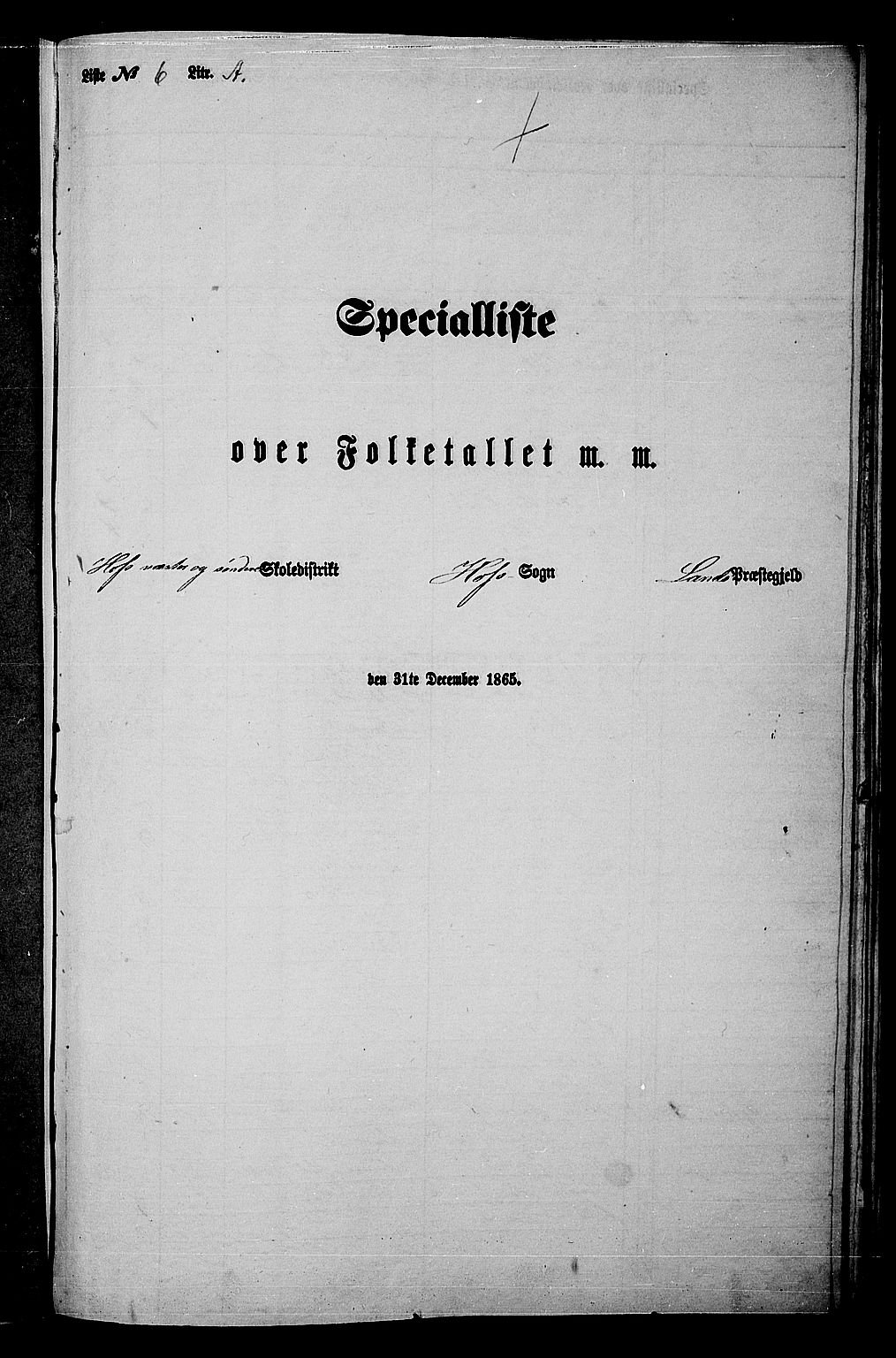 RA, 1865 census for Land, 1865, p. 391